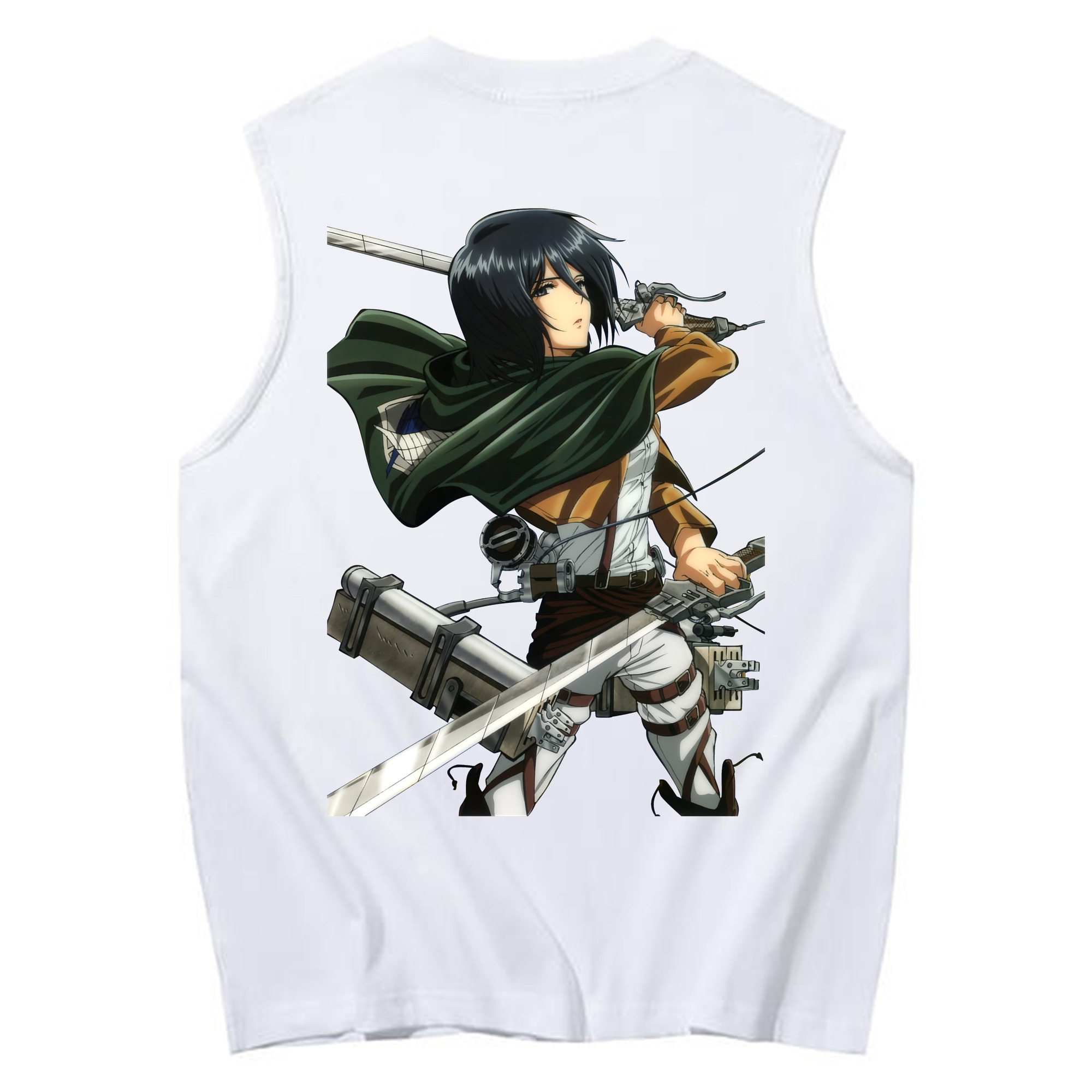 （画像用） 進撃の巨人 ミカサ·アッカーマン Attack on Titan Mikasa Ackerman コットン100％タンクトップ（背面プリント）