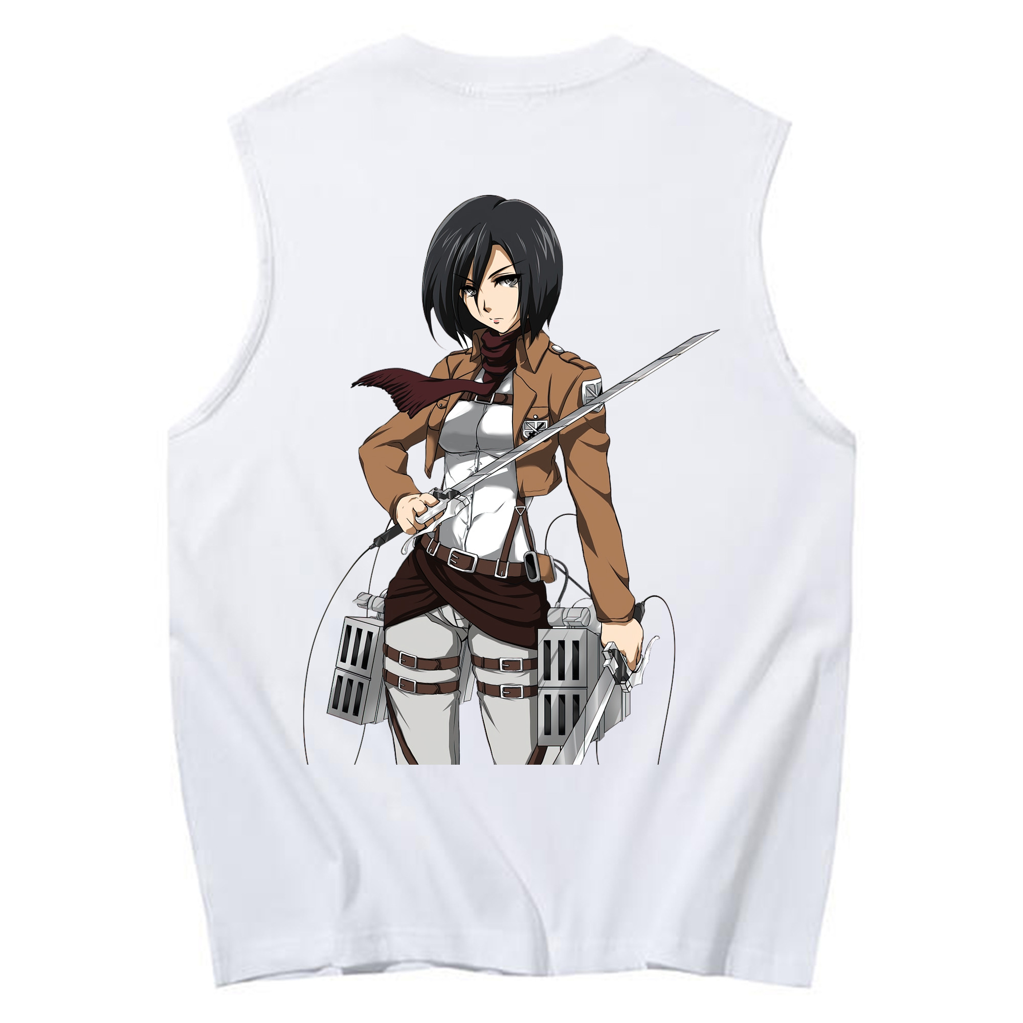 （画像用） 進撃の巨人 ミカサ·アッカーマン Attack on Titan Mikasa Ackerman コットン100％タンクトップ（背面プリント）