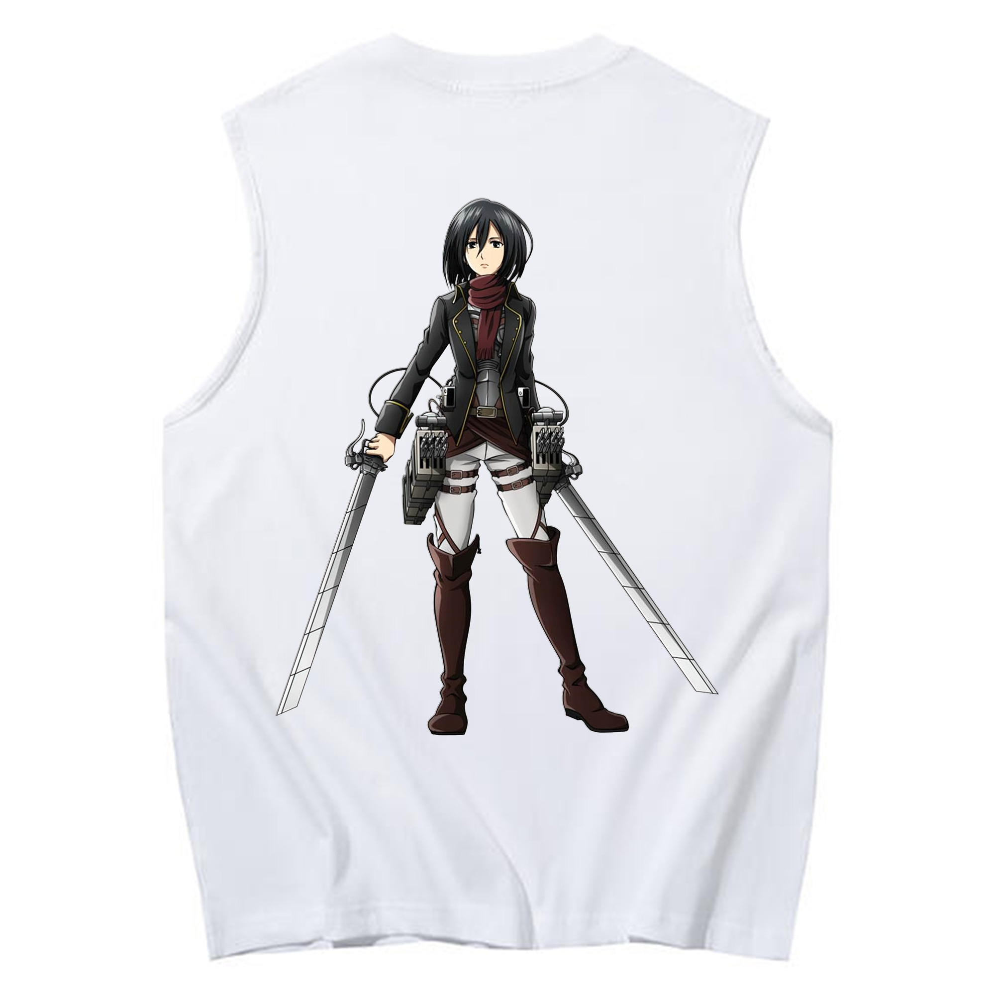 （画像用） 進撃の巨人 ミカサ·アッカーマン Attack on Titan Mikasa Ackerman コットン100％タンクトップ（背面プリント）