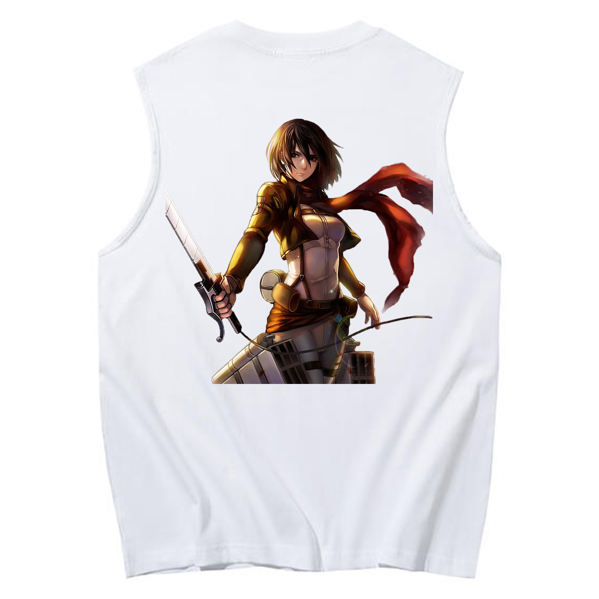 （画像用） 進撃の巨人 ミカサ·アッカーマン Attack on Titan Mikasa Ackerman コットン100％タンクトップ（背面プリント）