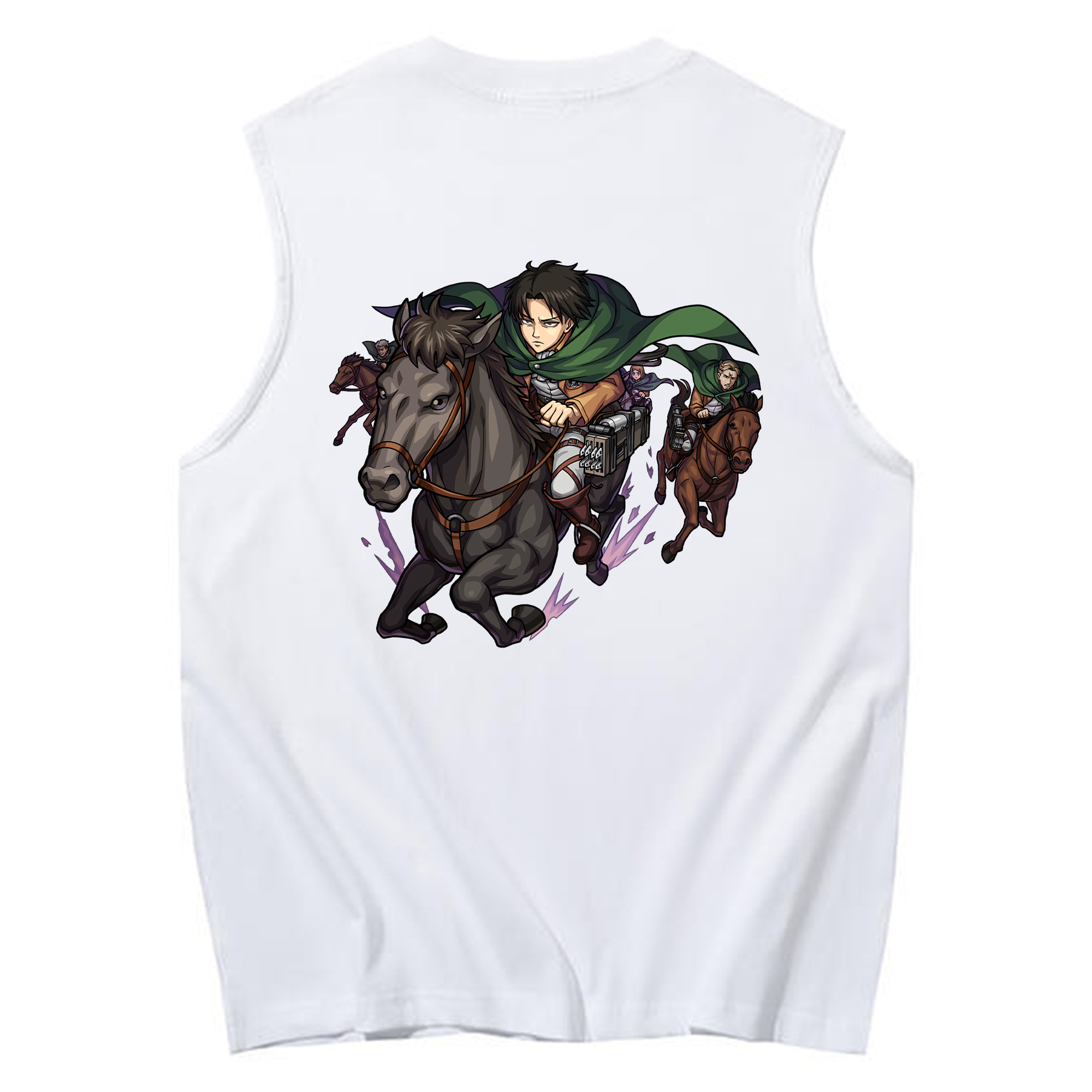 （画像用） 進撃の巨人 リヴァイ·アッカーマン Attack on Titan Levi Ackerman コットン100％タンクトップ（背面プリント）