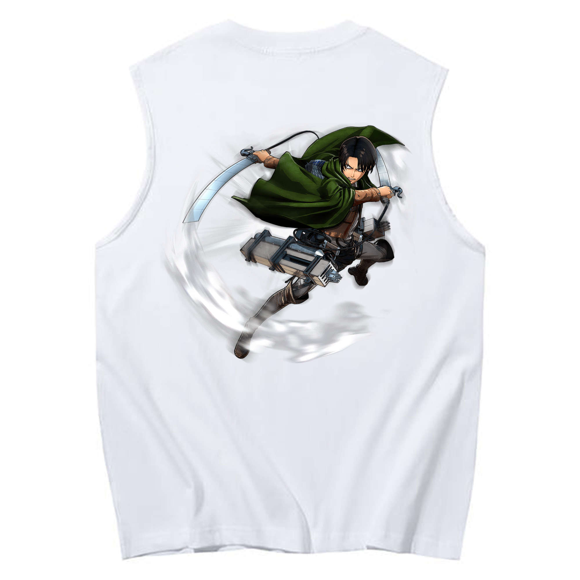 （画像用） 進撃の巨人 リヴァイ·アッカーマン Attack on Titan Levi Ackerman コットン100％タンクトップ（背面プリント）