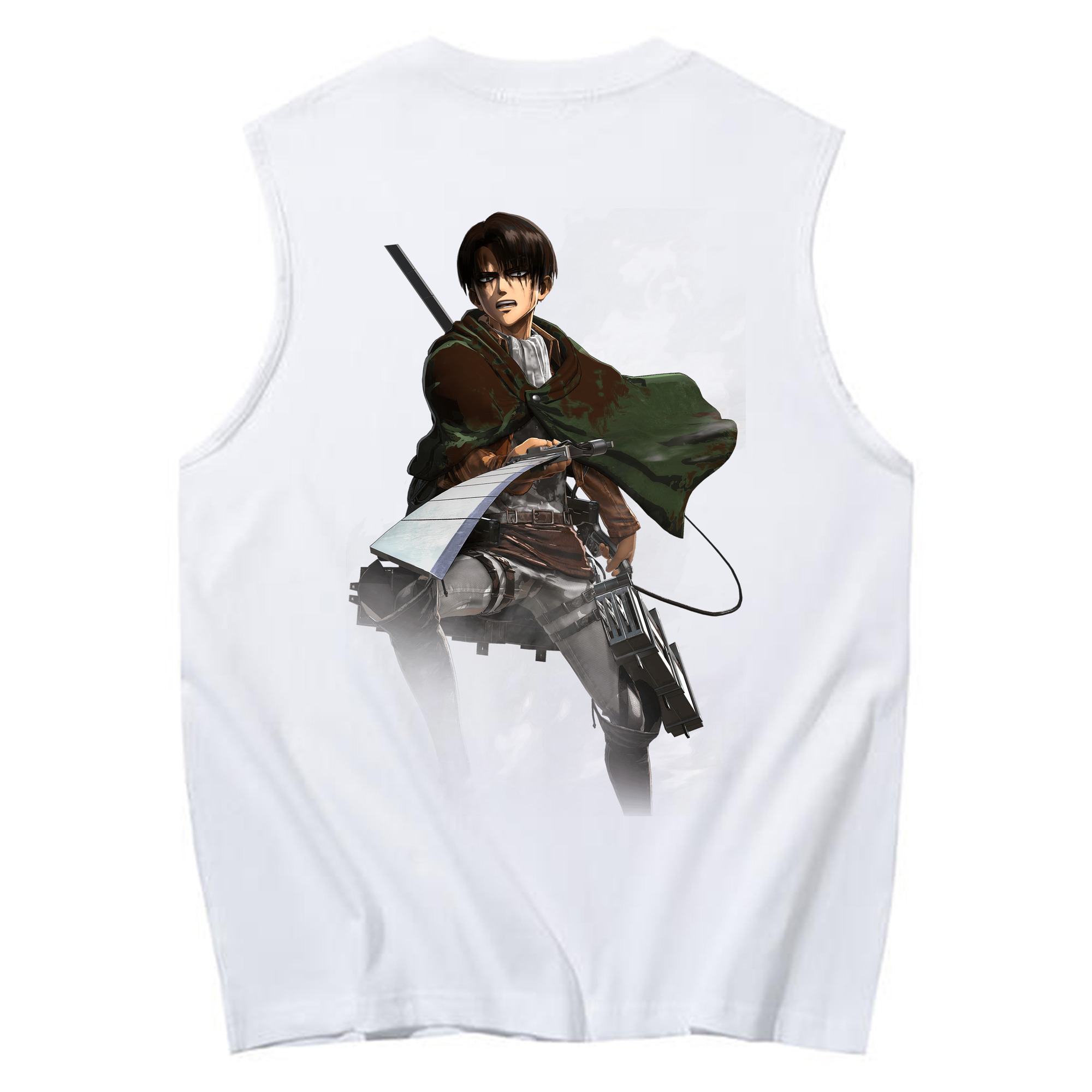 （画像用） 進撃の巨人 リヴァイ·アッカーマン Attack on Titan Levi Ackerman コットン100％タンクトップ（背面プリント）