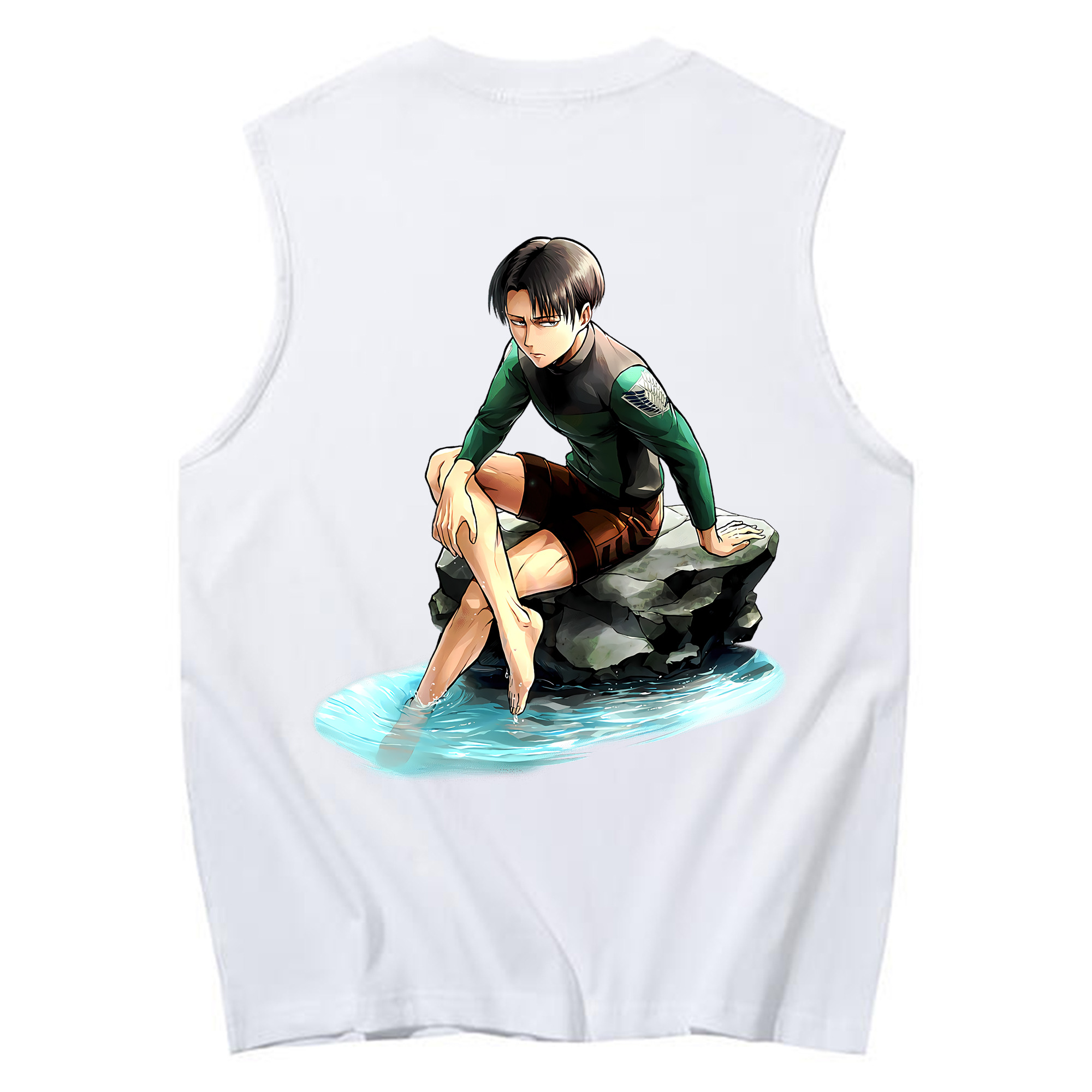 （画像用） 進撃の巨人 リヴァイ·アッカーマン Attack on Titan Levi Ackerman コットン100％タンクトップ（背面プリント）