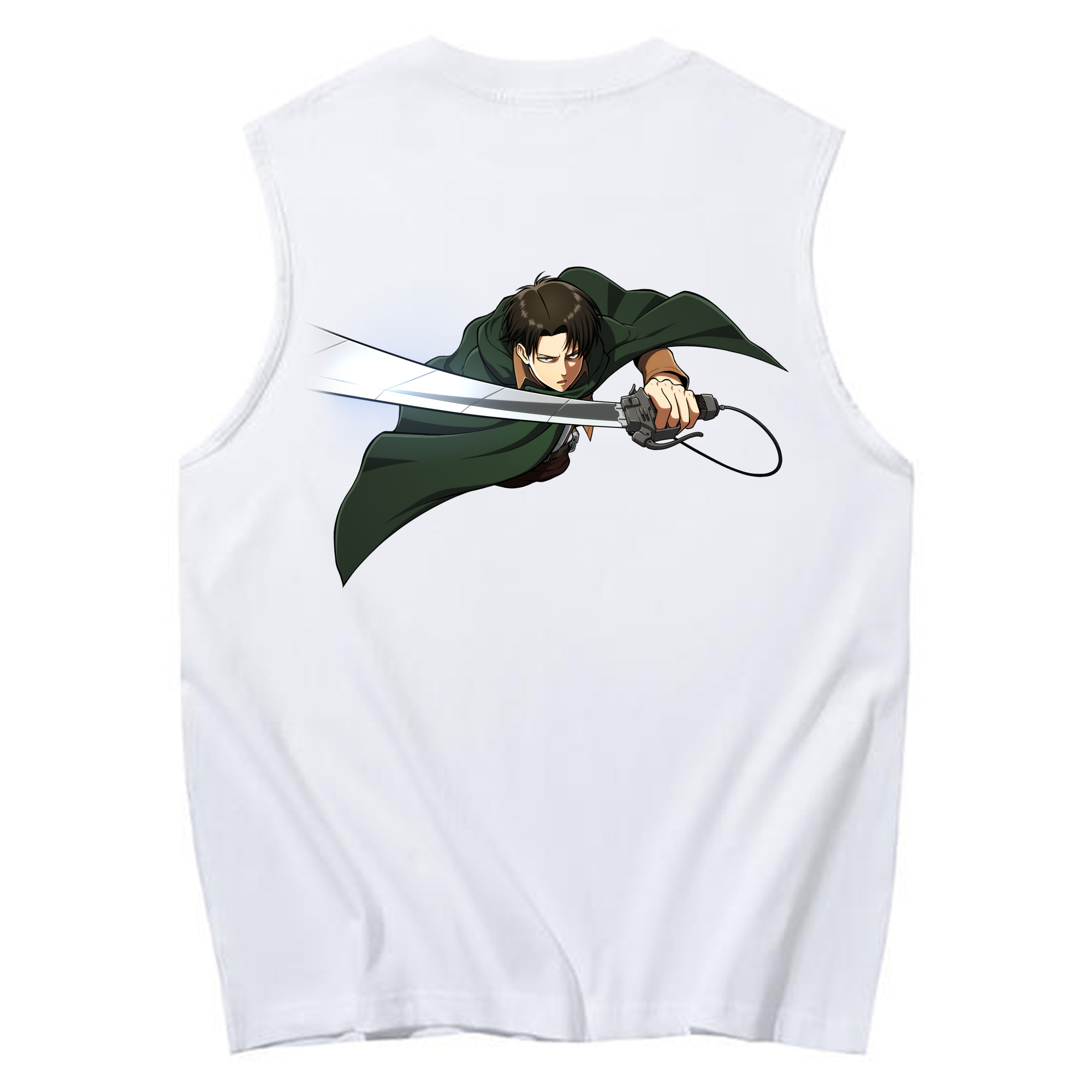 （画像用） 進撃の巨人 リヴァイ·アッカーマン Attack on Titan Levi Ackerman コットン100％タンクトップ（背面プリント）