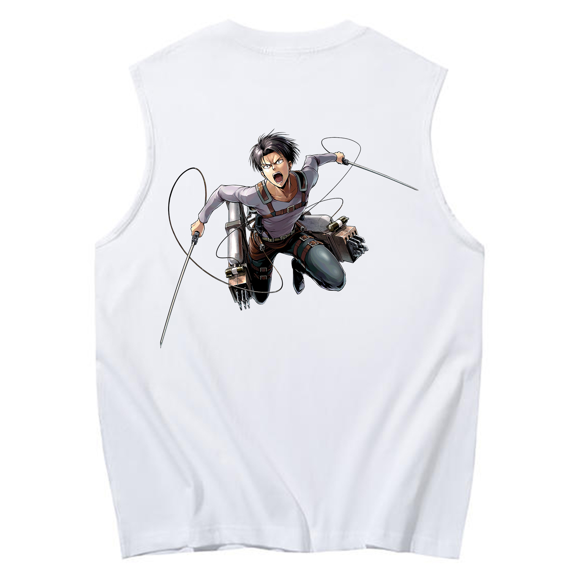 （画像用） 進撃の巨人 リヴァイ·アッカーマン Attack on Titan Levi Ackerman コットン100％タンクトップ（背面プリント）