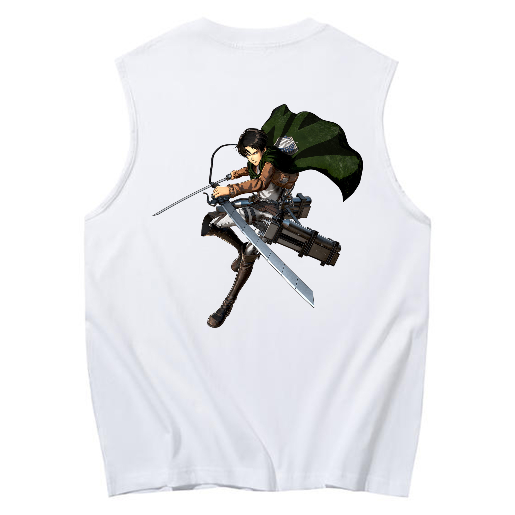 （画像用） 進撃の巨人 リヴァイ·アッカーマン Attack on Titan Levi Ackerman コットン100％タンクトップ（背面プリント）