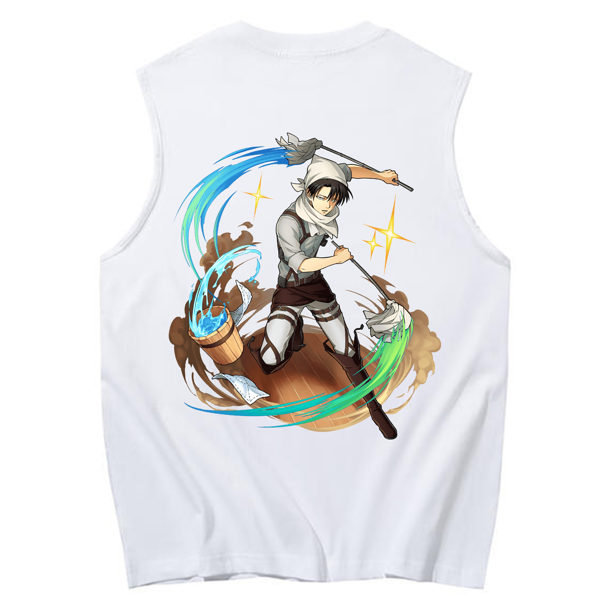 （画像用） 進撃の巨人 リヴァイ·アッカーマン Attack on Titan Levi Ackerman コットン100％タンクトップ（背面プリント）