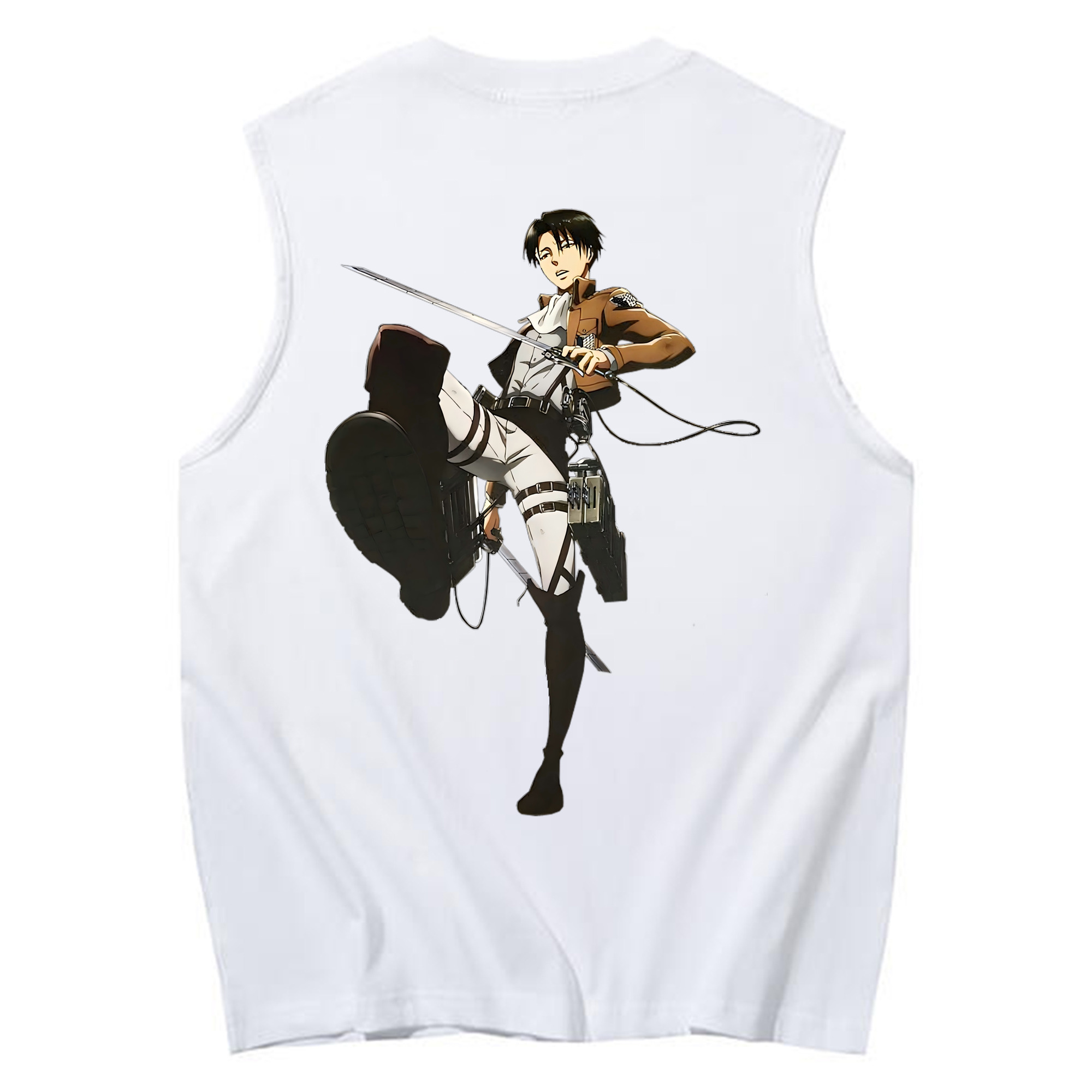 （画像用） 進撃の巨人 リヴァイ·アッカーマン Attack on Titan Levi Ackerman コットン100％タンクトップ（背面プリント）