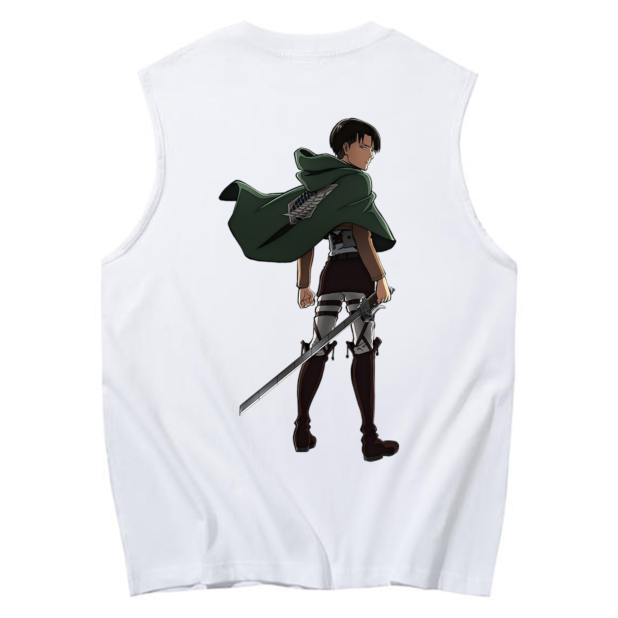 （画像用） 進撃の巨人 リヴァイ·アッカーマン Attack on Titan Levi Ackerman コットン100％タンクトップ（背面プリント）