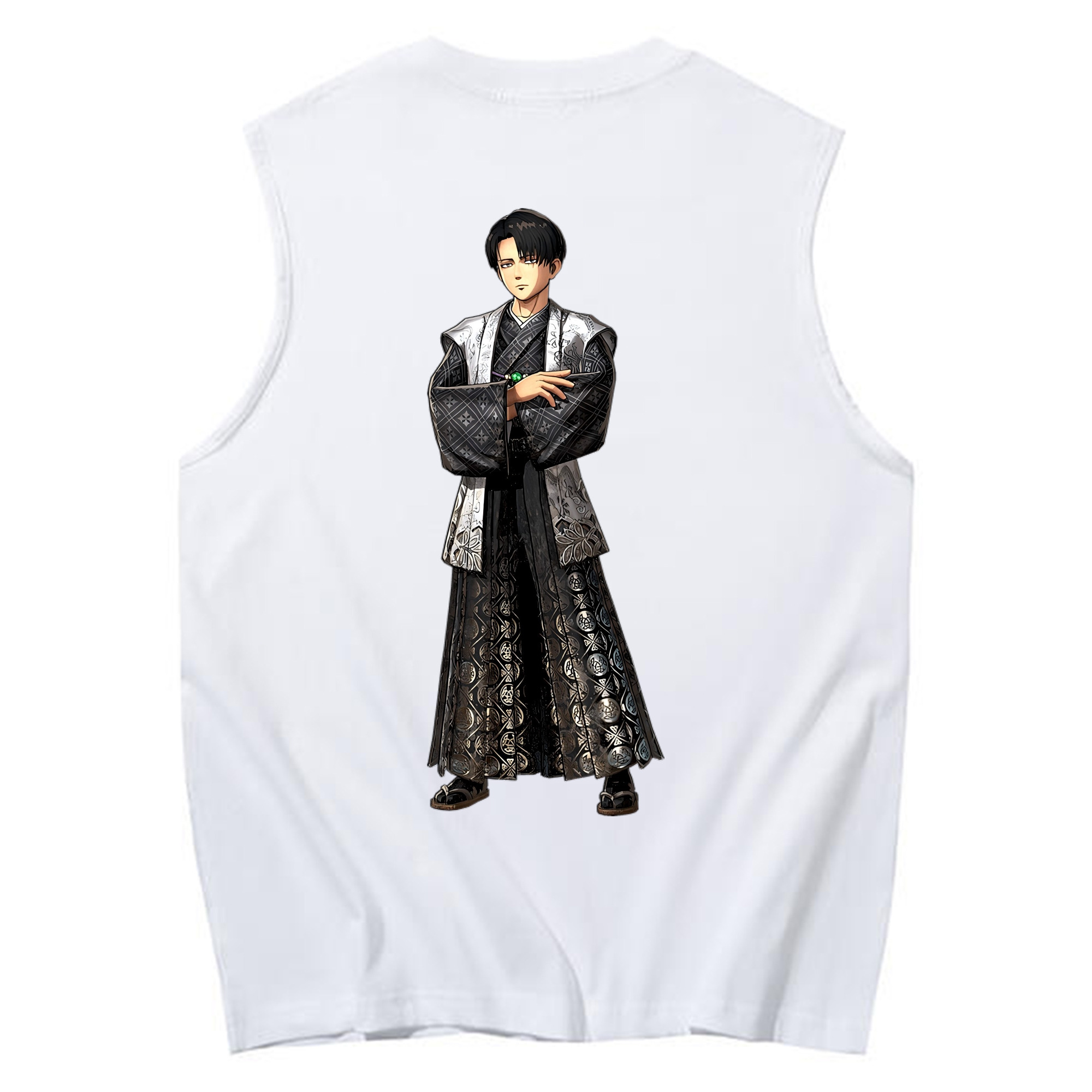 （画像用） 進撃の巨人 リヴァイ·アッカーマン Attack on Titan Levi Ackerman コットン100％タンクトップ（背面プリント）
