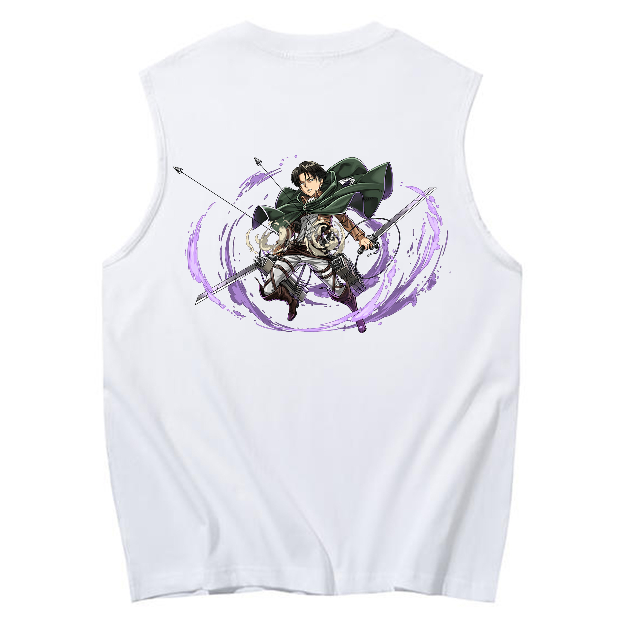 （画像用） 進撃の巨人 リヴァイ·アッカーマン Attack on Titan Levi Ackerman コットン100％タンクトップ（背面プリント）