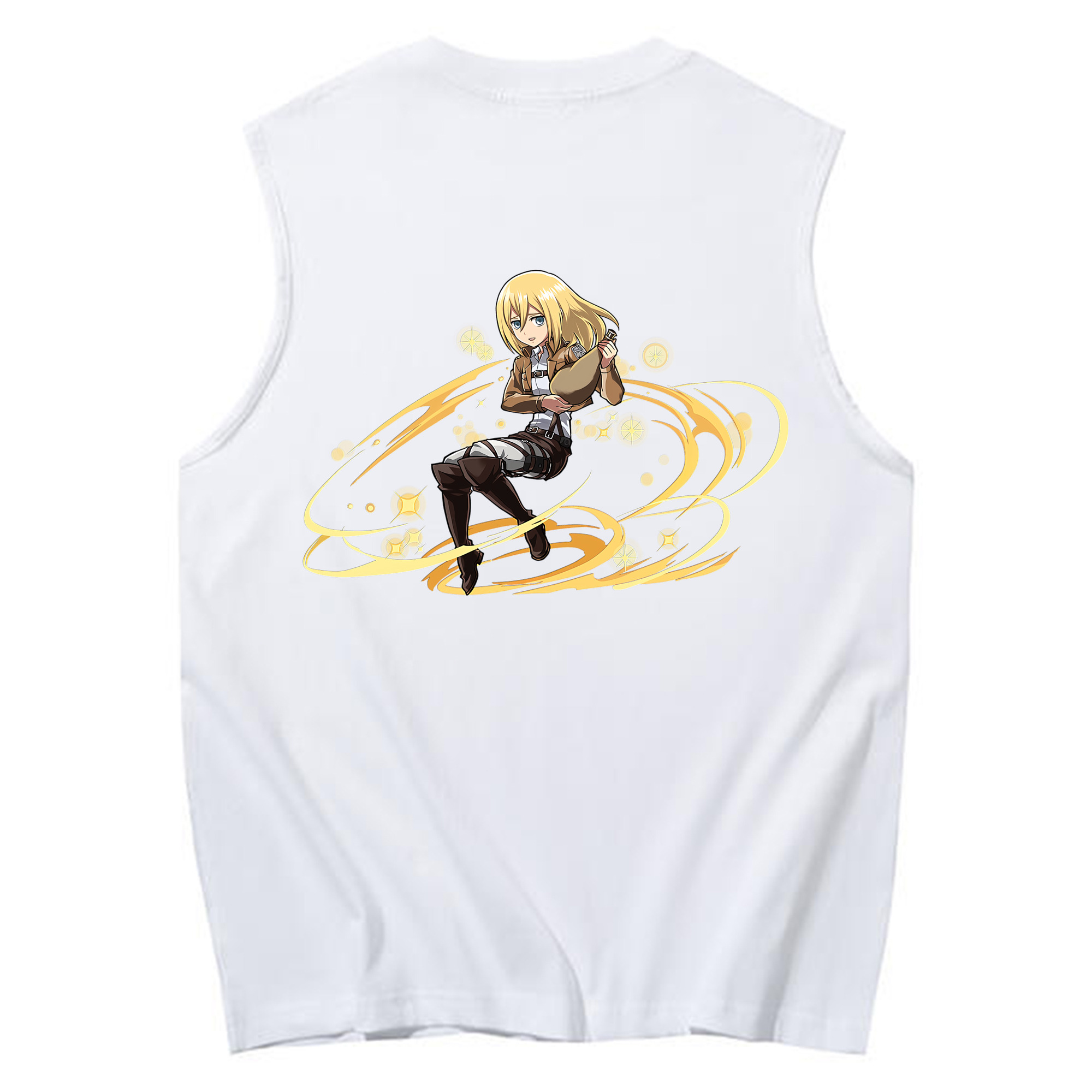 （画像用） 進撃の巨人 クリスタ·レンズ Attack on Titan Christa Lenz コットン100％タンクトップ（背面プリント）