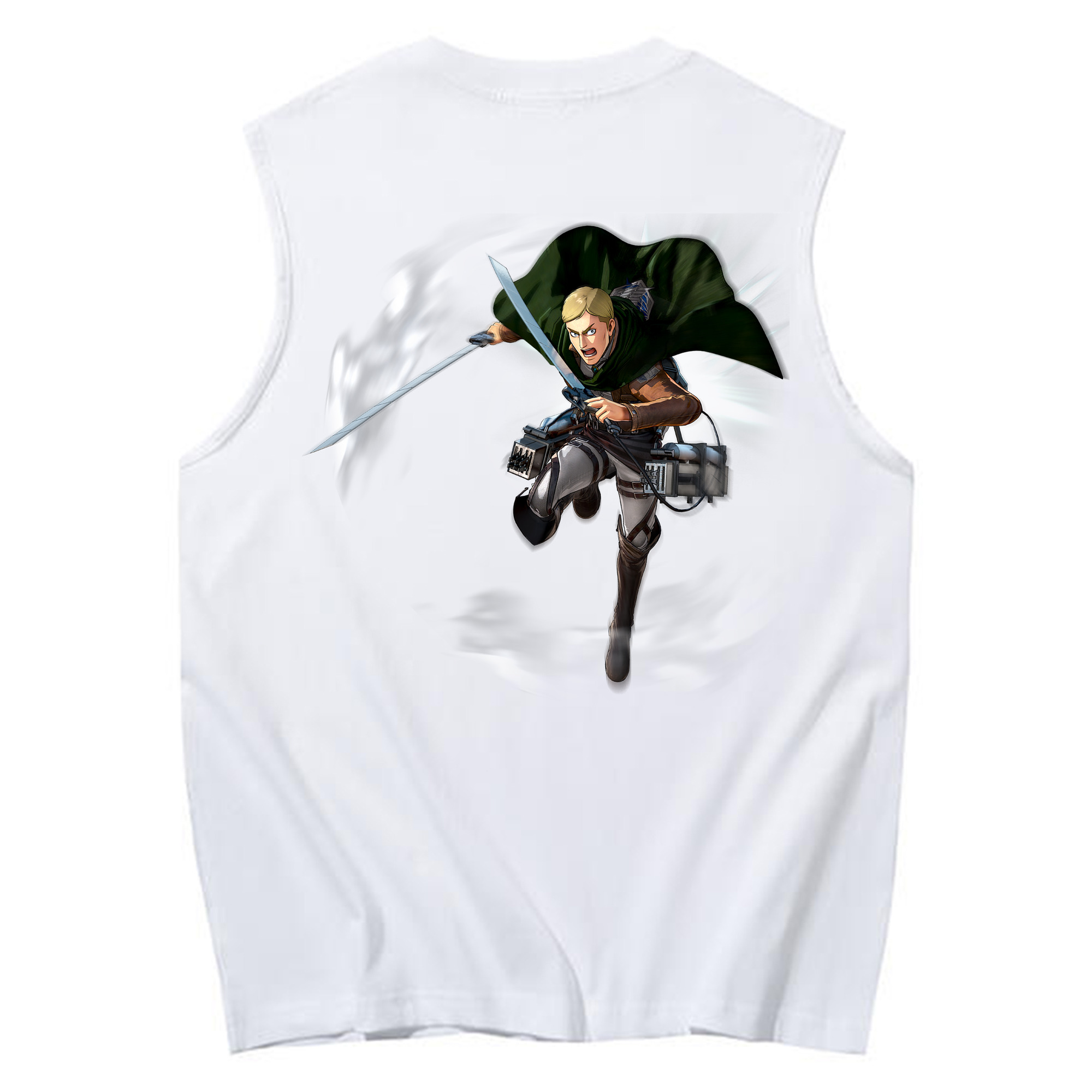 （画像用） 進撃の巨人 エルヴィン・スミス Attack on Titan Erwin Smith コットン100％タンクトップ（背面プリント）