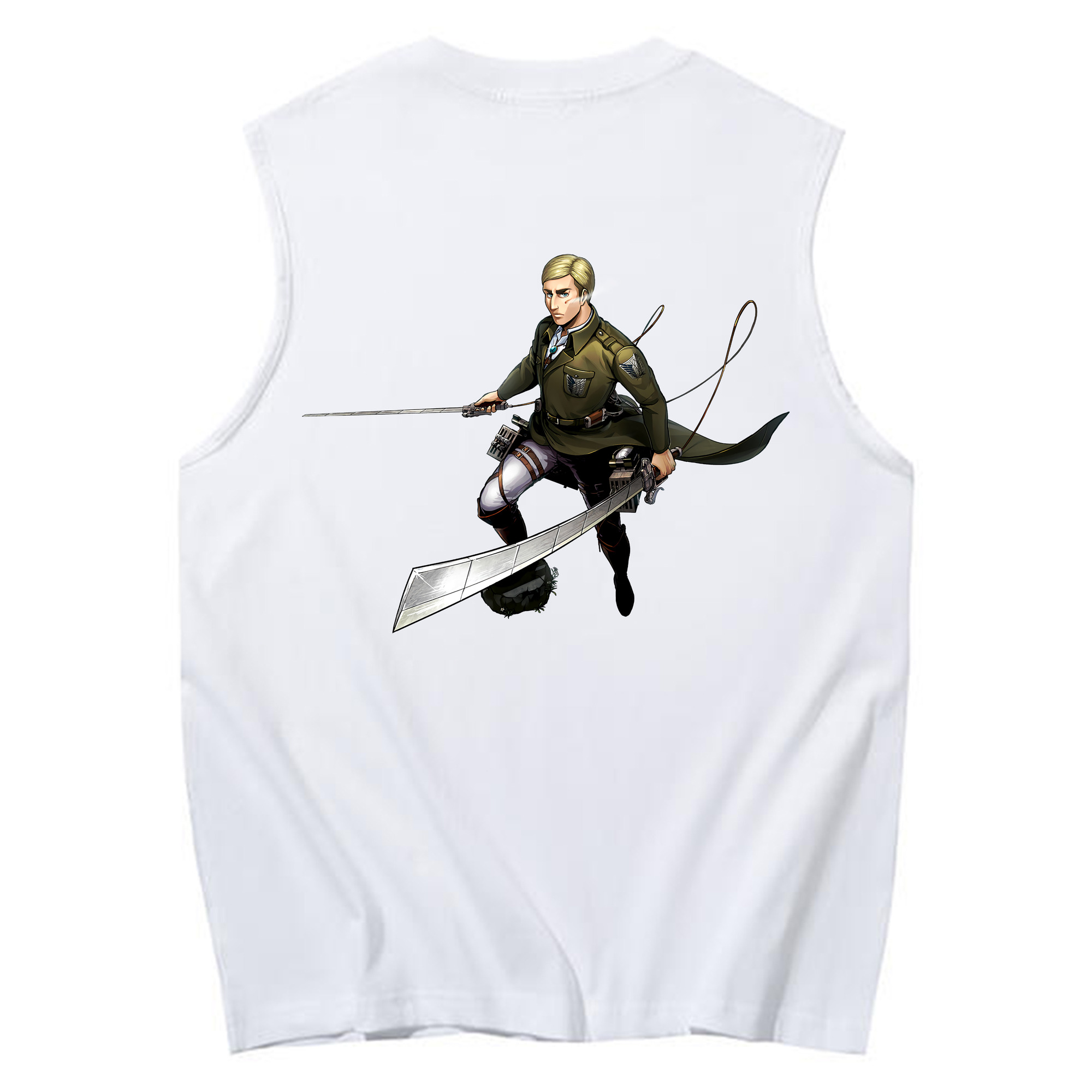 （画像用） 進撃の巨人 エルヴィン・スミス Attack on Titan Erwin Smith コットン100％タンクトップ（背面プリント）