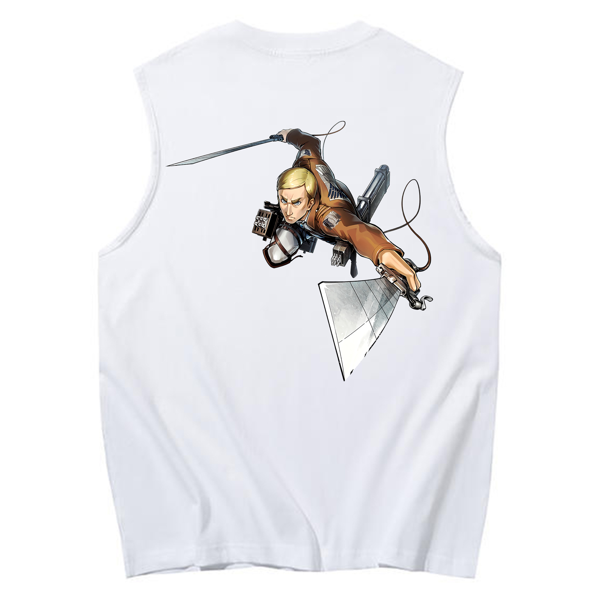 （画像用） 進撃の巨人 エルヴィン・スミス Attack on Titan Erwin Smith コットン100％タンクトップ（背面プリント）