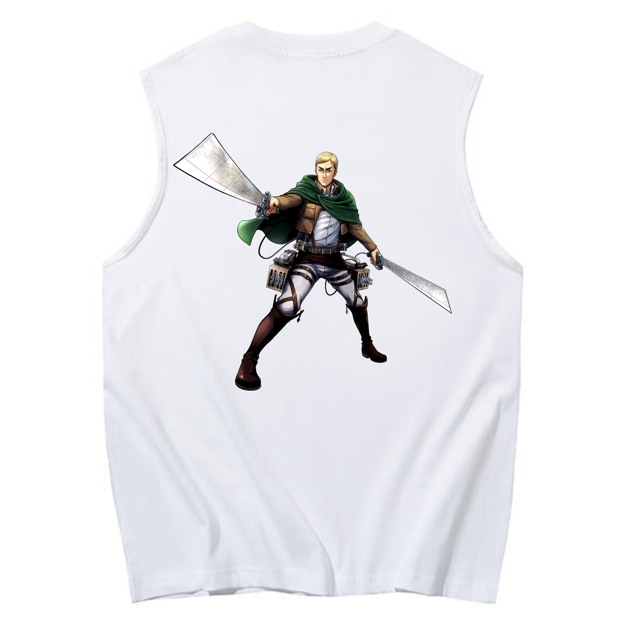 （画像用） 進撃の巨人 エルヴィン・スミス Attack on Titan Erwin Smith コットン100％タンクトップ（背面プリント）
