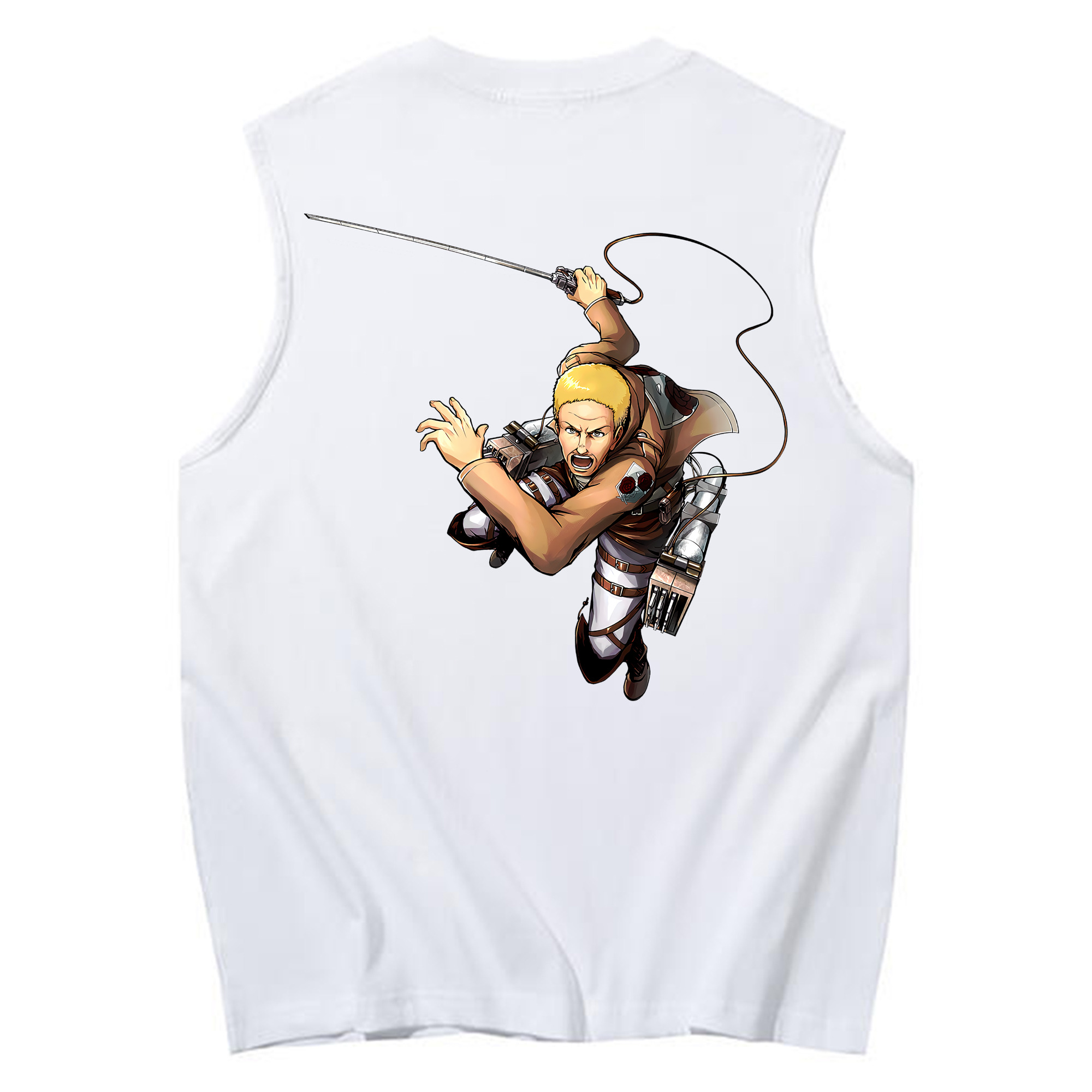 （画像用） 進撃の巨人 ハンネス Attack on Titan Hannes コットン100％タンクトップ（背面プリント）