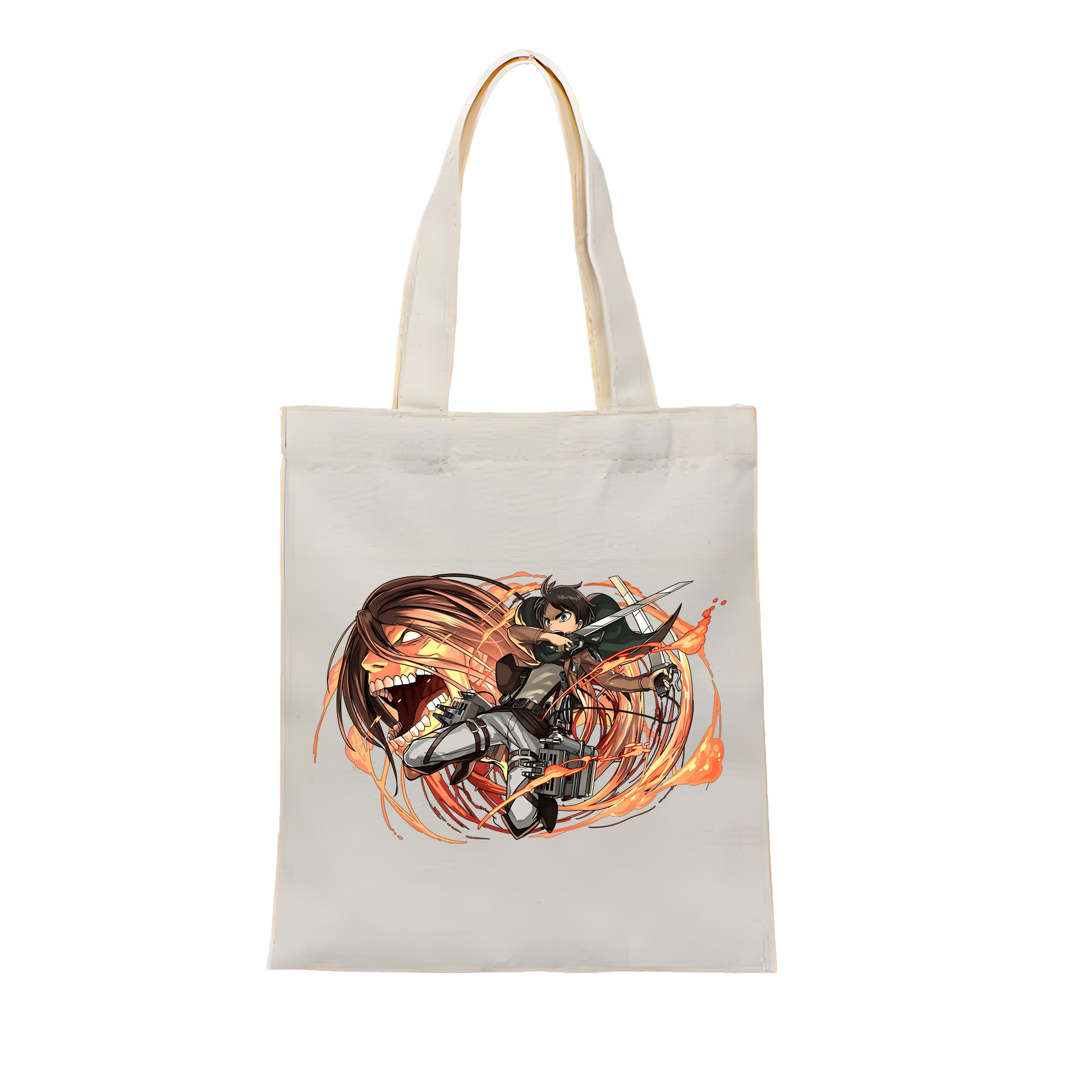 （画像用） 進撃の巨人 エレン･イェーガー Attack on Titan Eren Jäger 縦型キャンバス生地手提げバッグ　トートバッグ