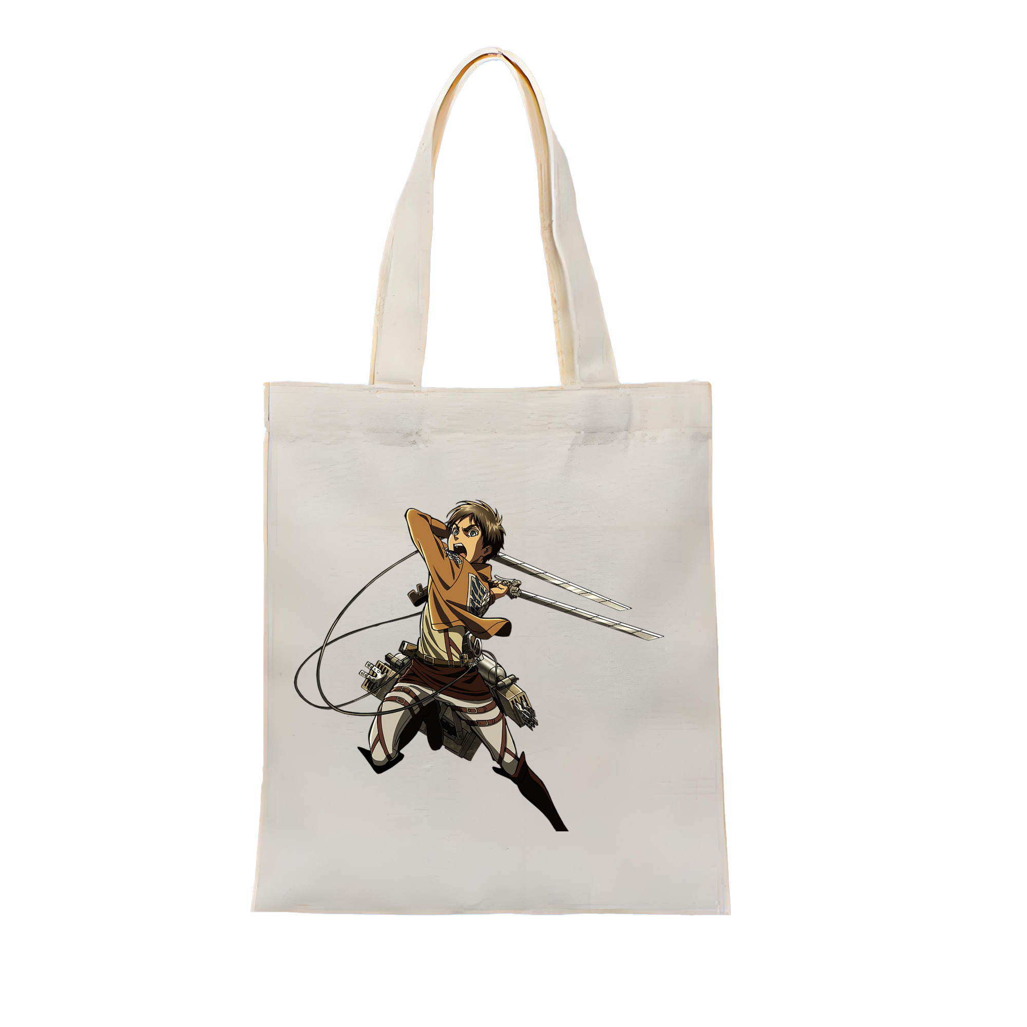 （画像用） 進撃の巨人 エレン･イェーガー Attack on Titan Eren Jäger 縦型キャンバス生地手提げバッグ　トートバッグ