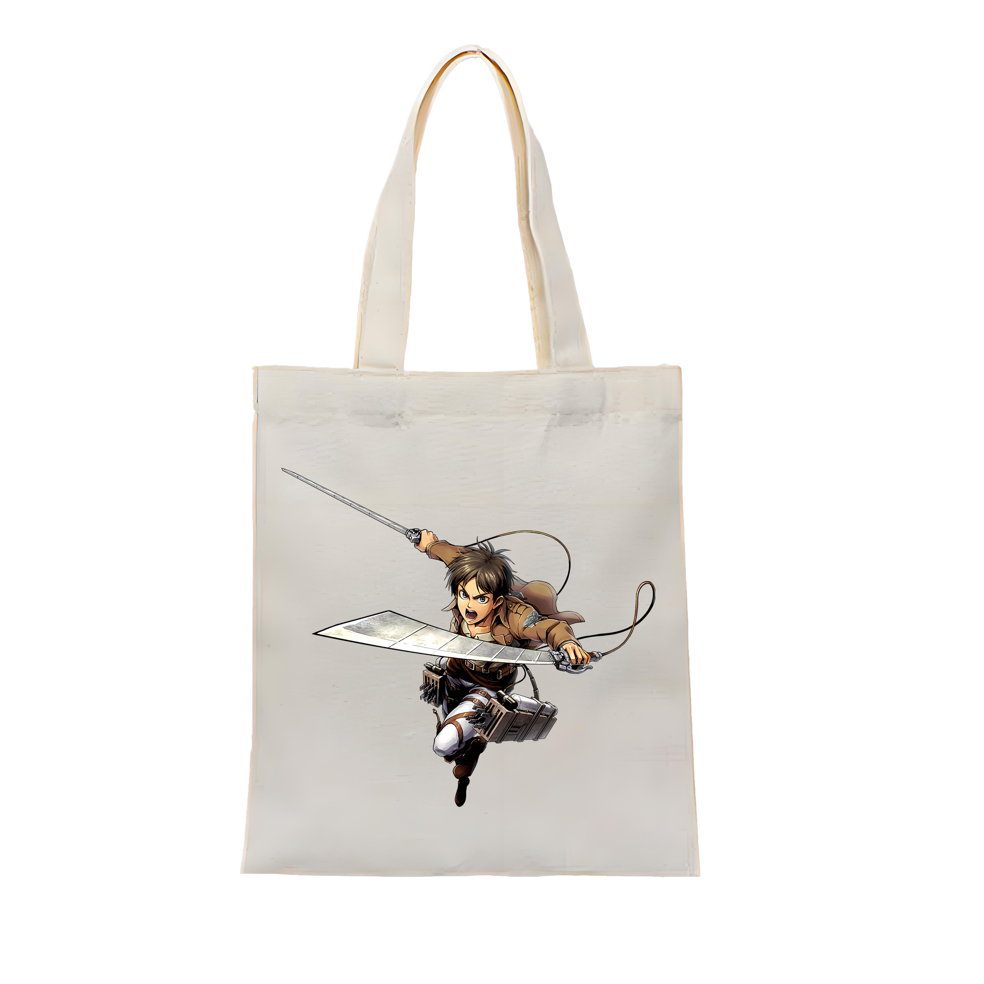 （画像用） 進撃の巨人 エレン･イェーガー Attack on Titan Eren Jäger 縦型キャンバス生地手提げバッグ　トートバッグ