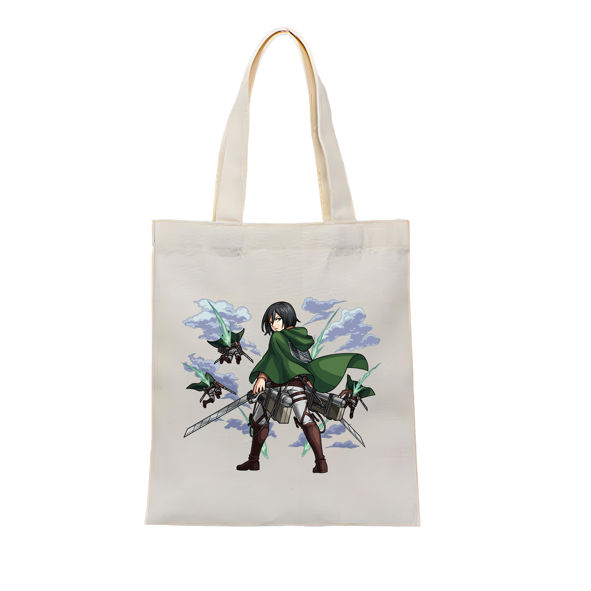 （画像用） 進撃の巨人 ミカサ·アッカーマン Attack on Titan Mikasa Ackerman 縦型キャンバス生地手提げバッグ　トートバッグ