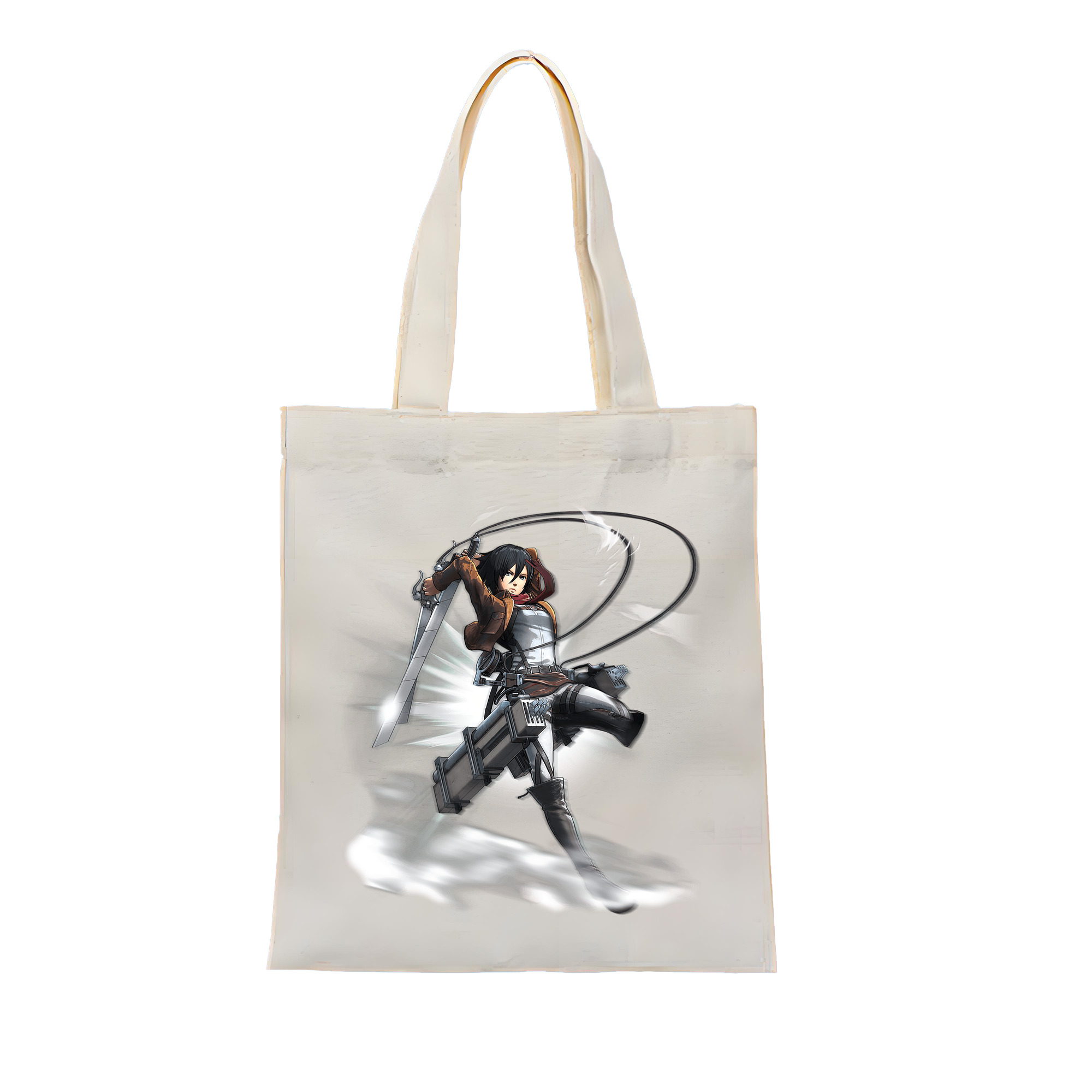 （画像用） 進撃の巨人 ミカサ·アッカーマン Attack on Titan Mikasa Ackerman 縦型キャンバス生地手提げバッグ　トートバッグ
