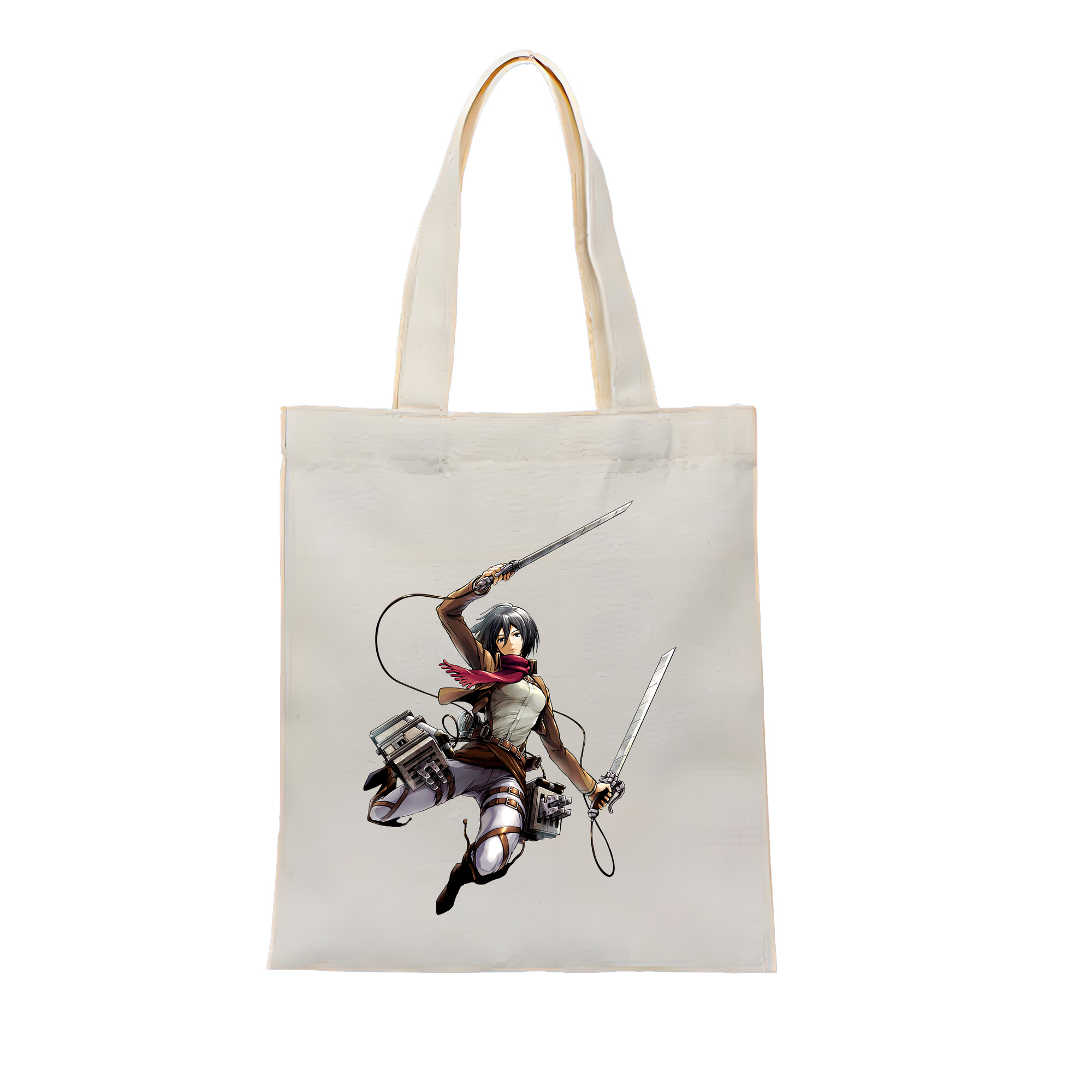 （画像用） 進撃の巨人 ミカサ·アッカーマン Attack on Titan Mikasa Ackerman 縦型キャンバス生地手提げバッグ　トートバッグ