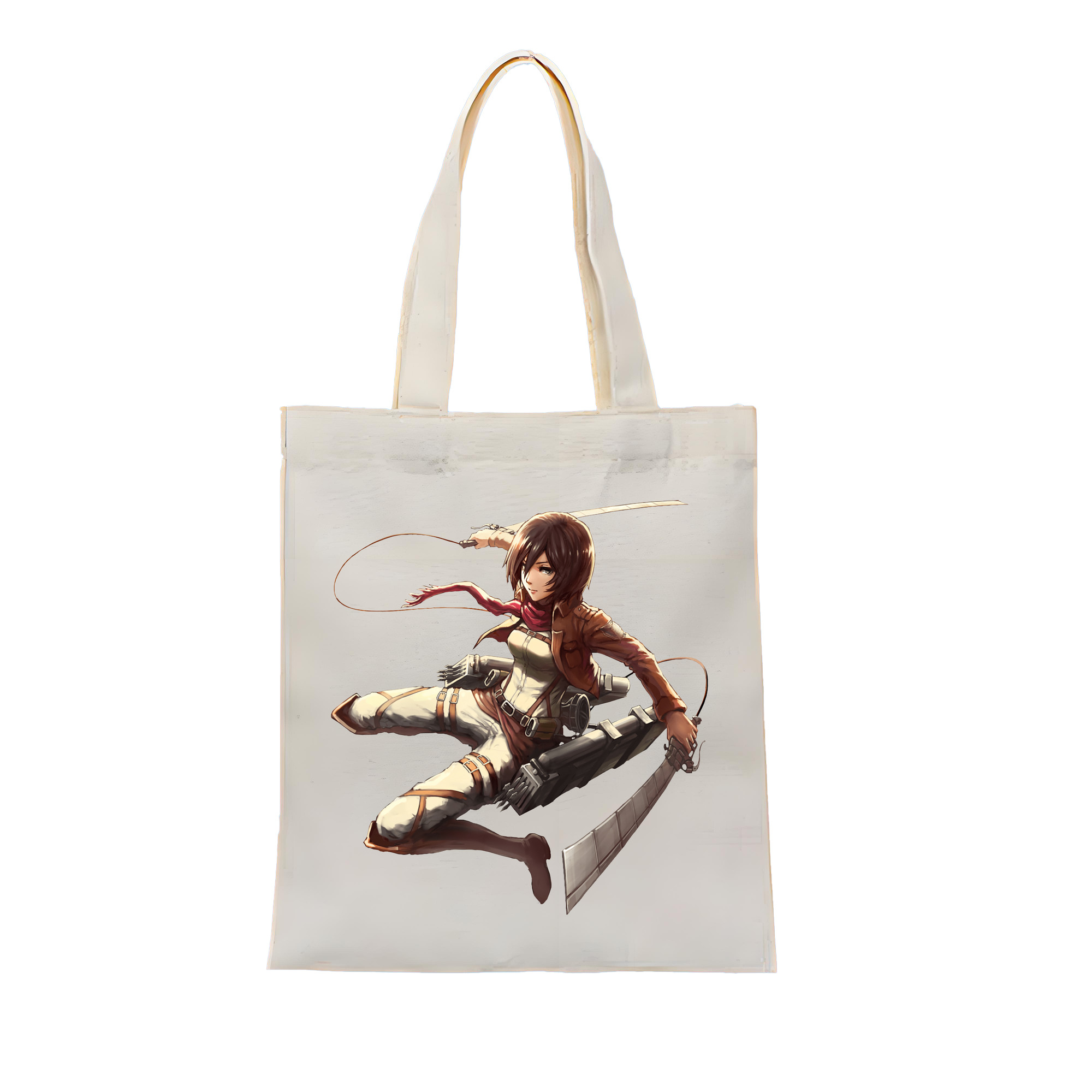 （画像用） 進撃の巨人 ミカサ·アッカーマン Attack on Titan Mikasa Ackerman 縦型キャンバス生地手提げバッグ　トートバッグ