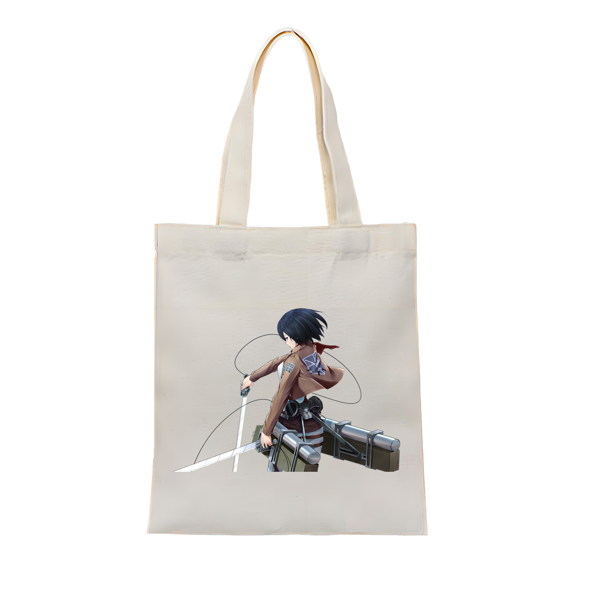（画像用） 進撃の巨人 ミカサ·アッカーマン Attack on Titan Mikasa Ackerman 縦型キャンバス生地手提げバッグ　トートバッグ