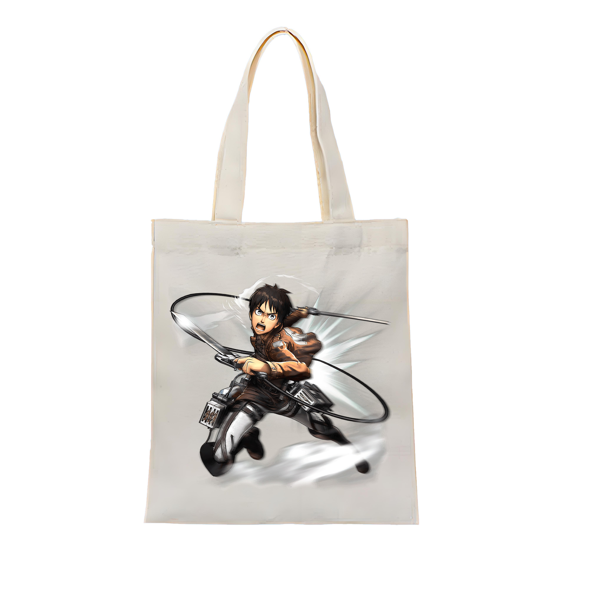 （画像用） 進撃の巨人 エレン･イェーガー Attack on Titan Eren Jäger 縦型キャンバス生地手提げバッグ　トートバッグ