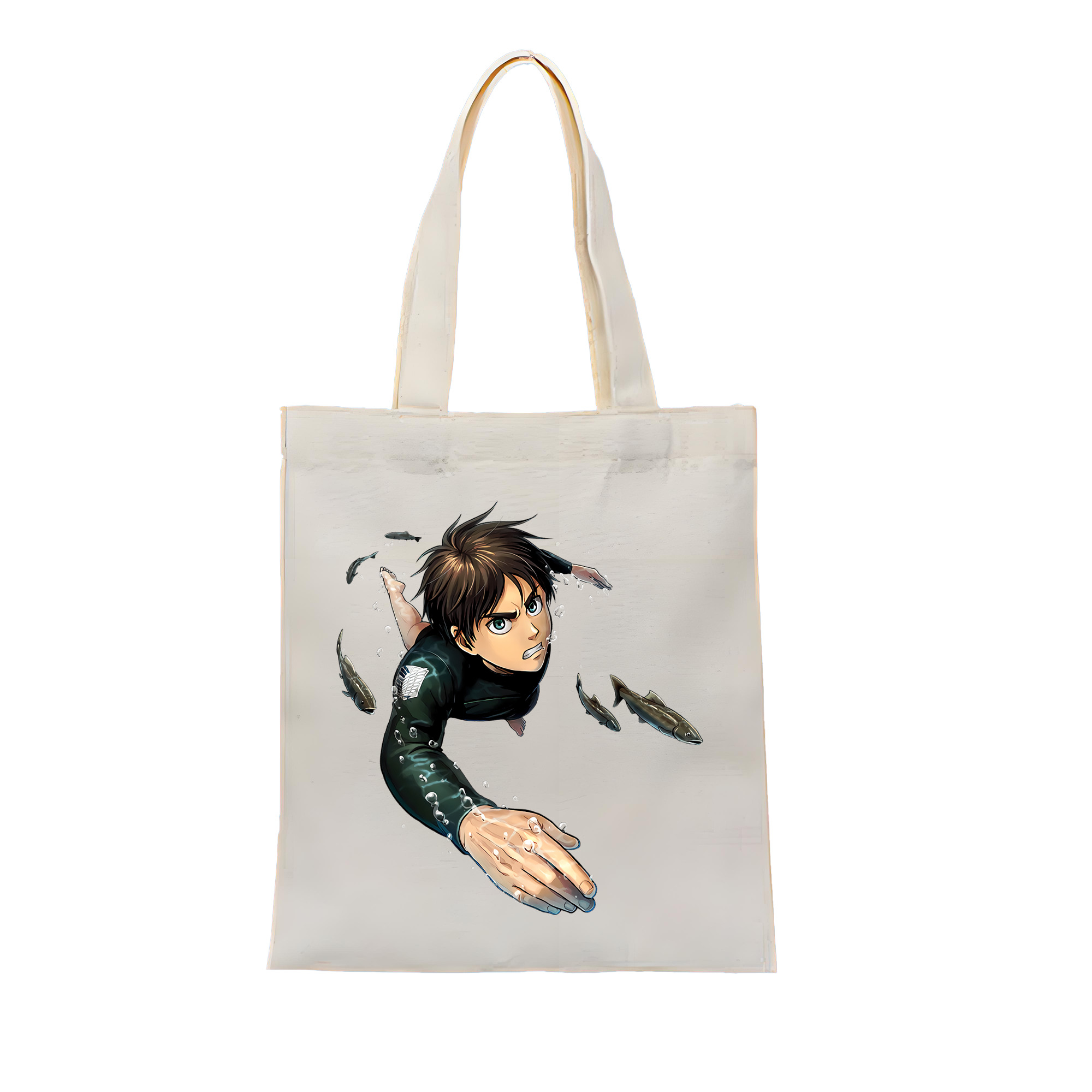 （画像用） 進撃の巨人 エレン･イェーガー Attack on Titan Eren Jäger 縦型キャンバス生地手提げバッグ　トートバッグ