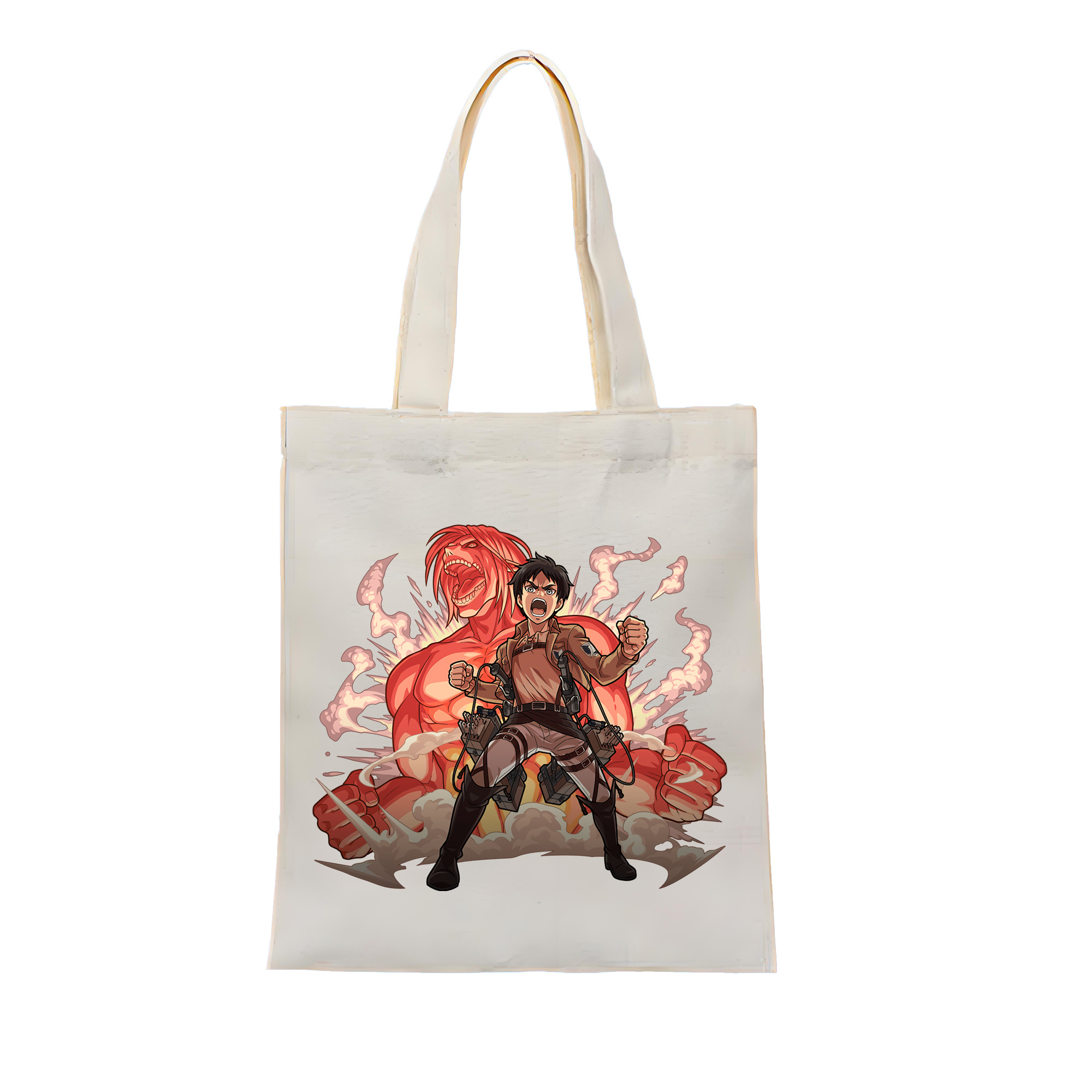 （画像用） 進撃の巨人 エレン･イェーガー Attack on Titan Eren Jäger 縦型キャンバス生地手提げバッグ　トートバッグ