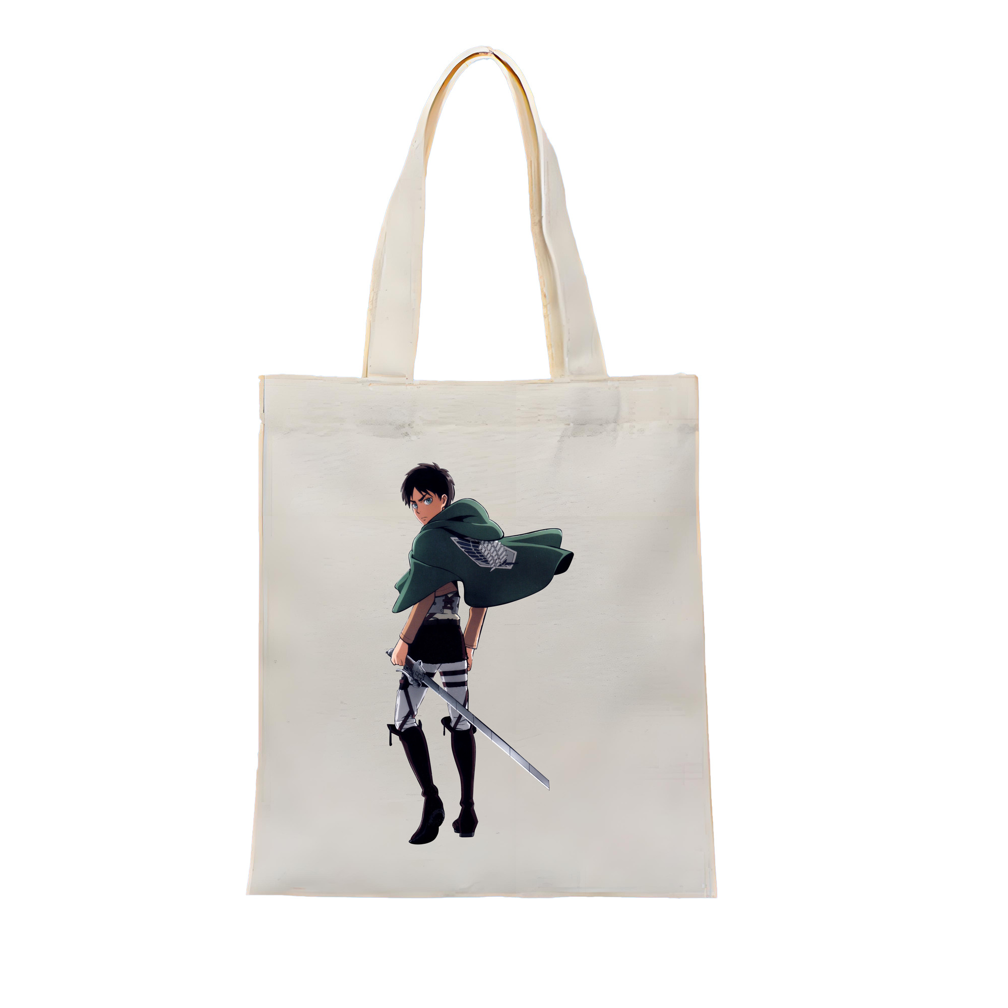 （画像用） 進撃の巨人 エレン･イェーガー Attack on Titan Eren Jäger 縦型キャンバス生地手提げバッグ　トートバッグ
