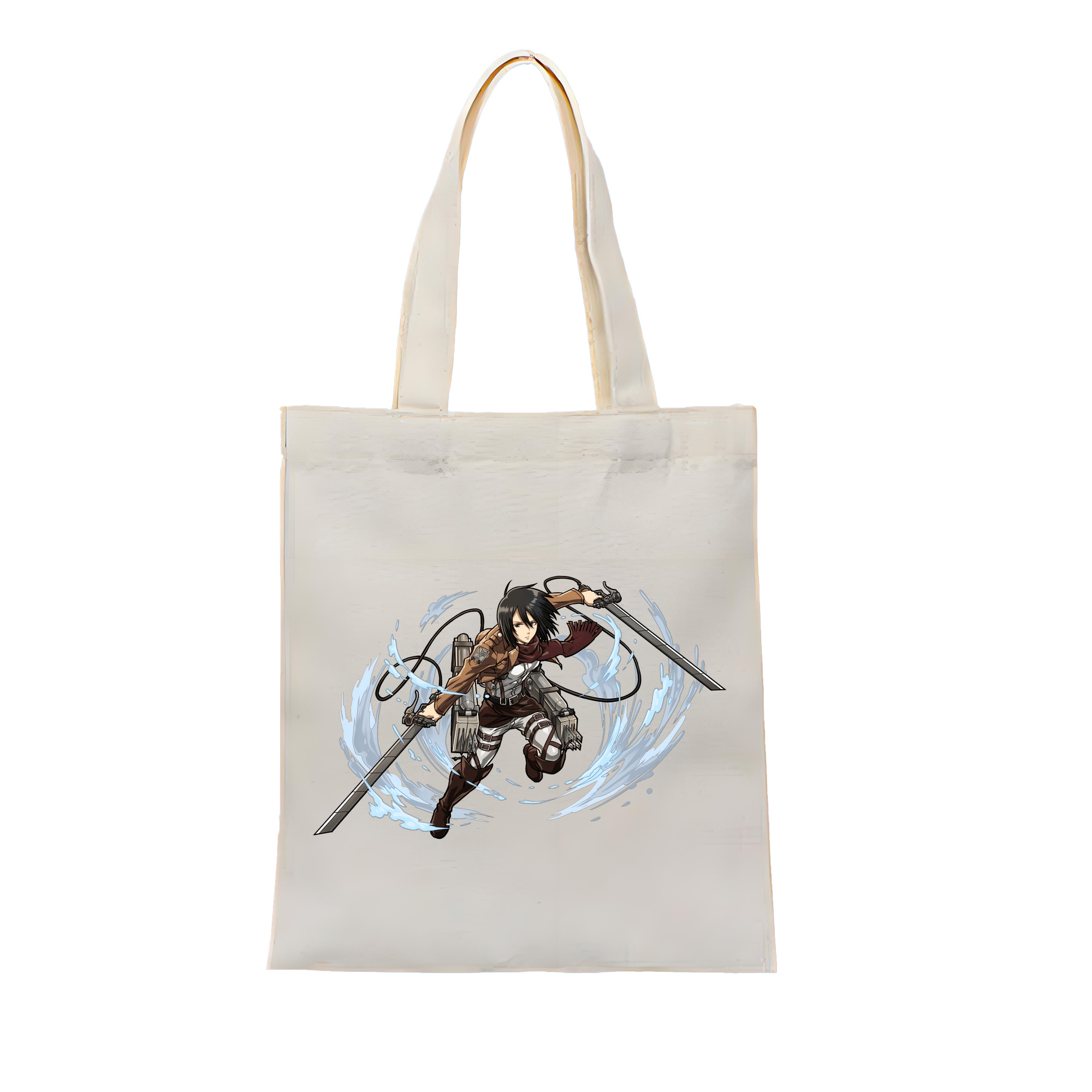 （画像用） 進撃の巨人 ミカサ·アッカーマン Attack on Titan Mikasa Ackerman 縦型キャンバス生地手提げバッグ　トートバッグ