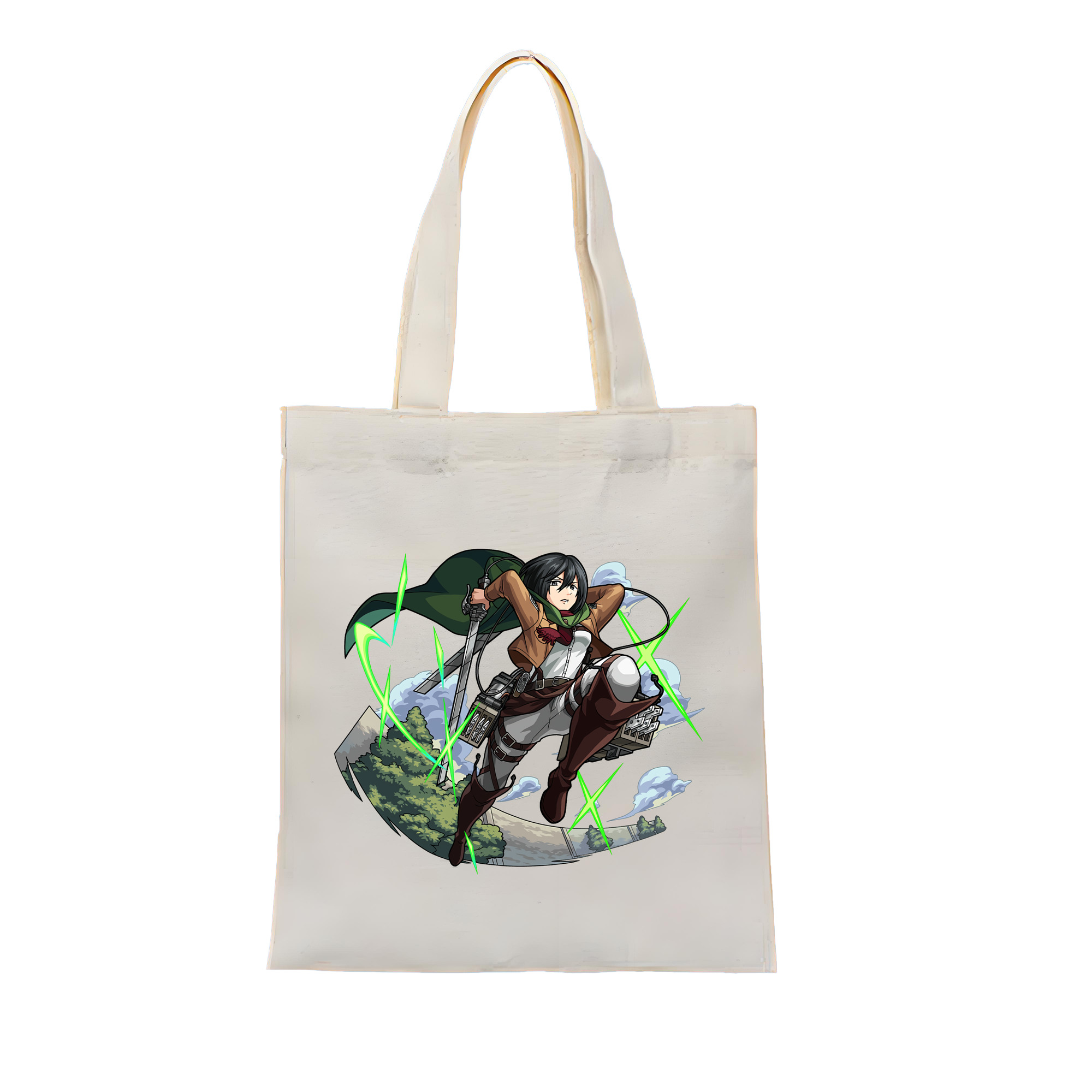 （画像用） 進撃の巨人 ミカサ·アッカーマン Attack on Titan Mikasa Ackerman 縦型キャンバス生地手提げバッグ　トートバッグ