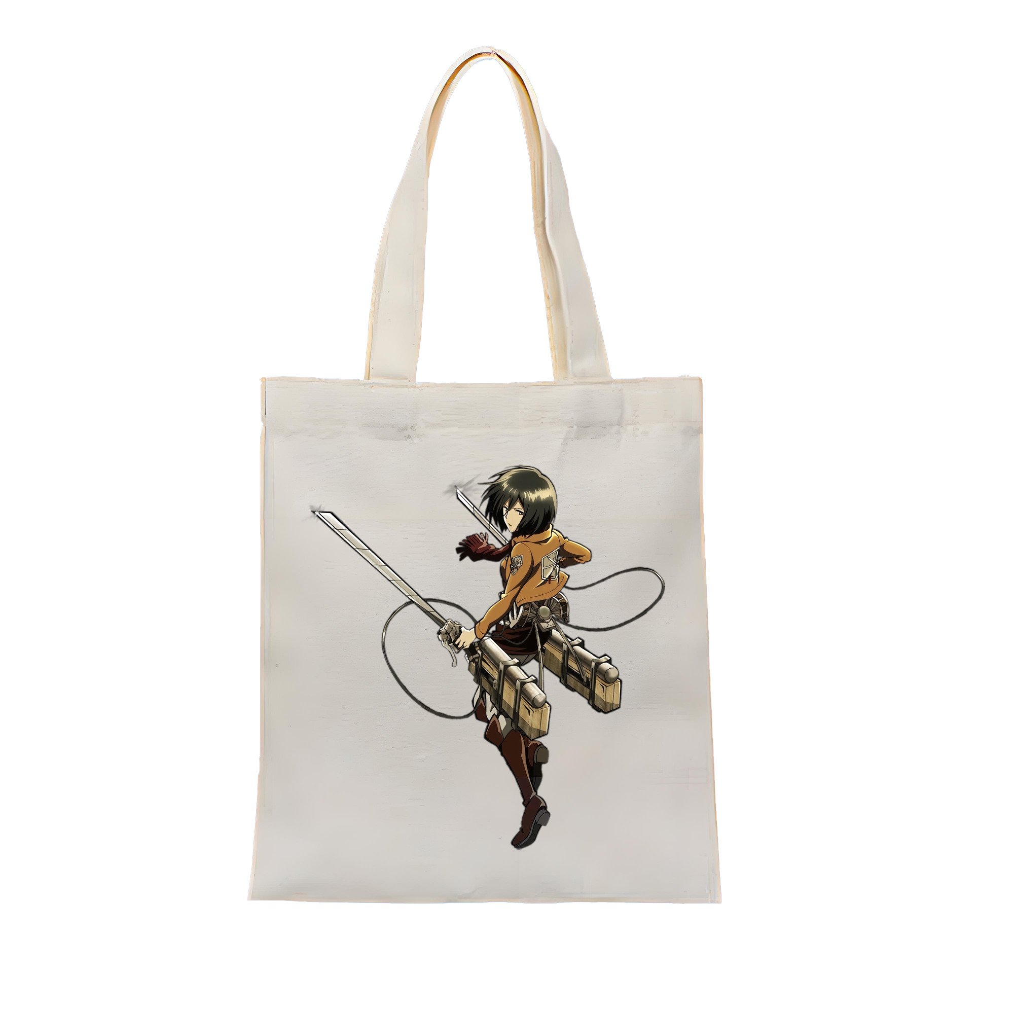 （画像用） 進撃の巨人 ミカサ·アッカーマン Attack on Titan Mikasa Ackerman 縦型キャンバス生地手提げバッグ　トートバッグ