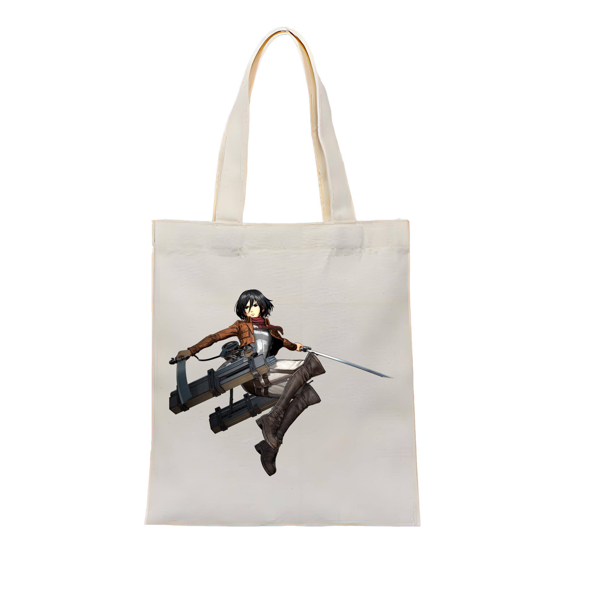 （画像用） 進撃の巨人 ミカサ·アッカーマン Attack on Titan Mikasa Ackerman 縦型キャンバス生地手提げバッグ　トートバッグ