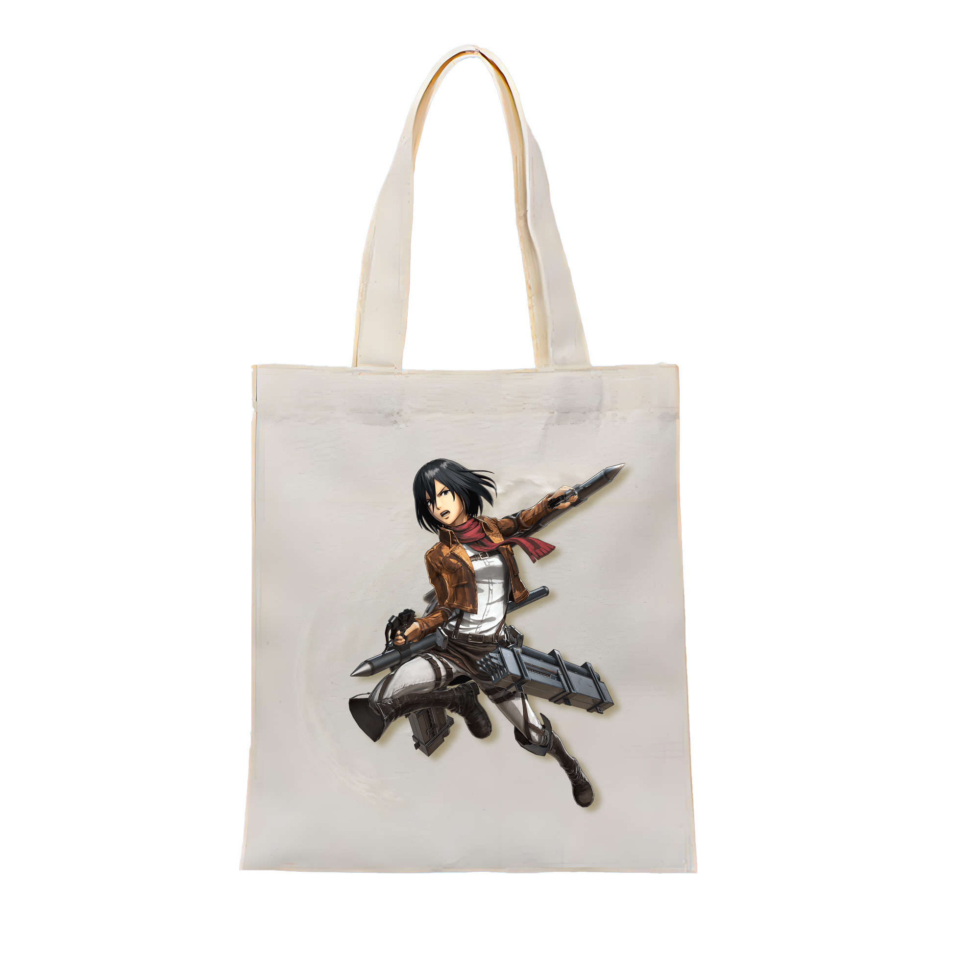 （画像用） 進撃の巨人 ミカサ·アッカーマン Attack on Titan Mikasa Ackerman 縦型キャンバス生地手提げバッグ　トートバッグ