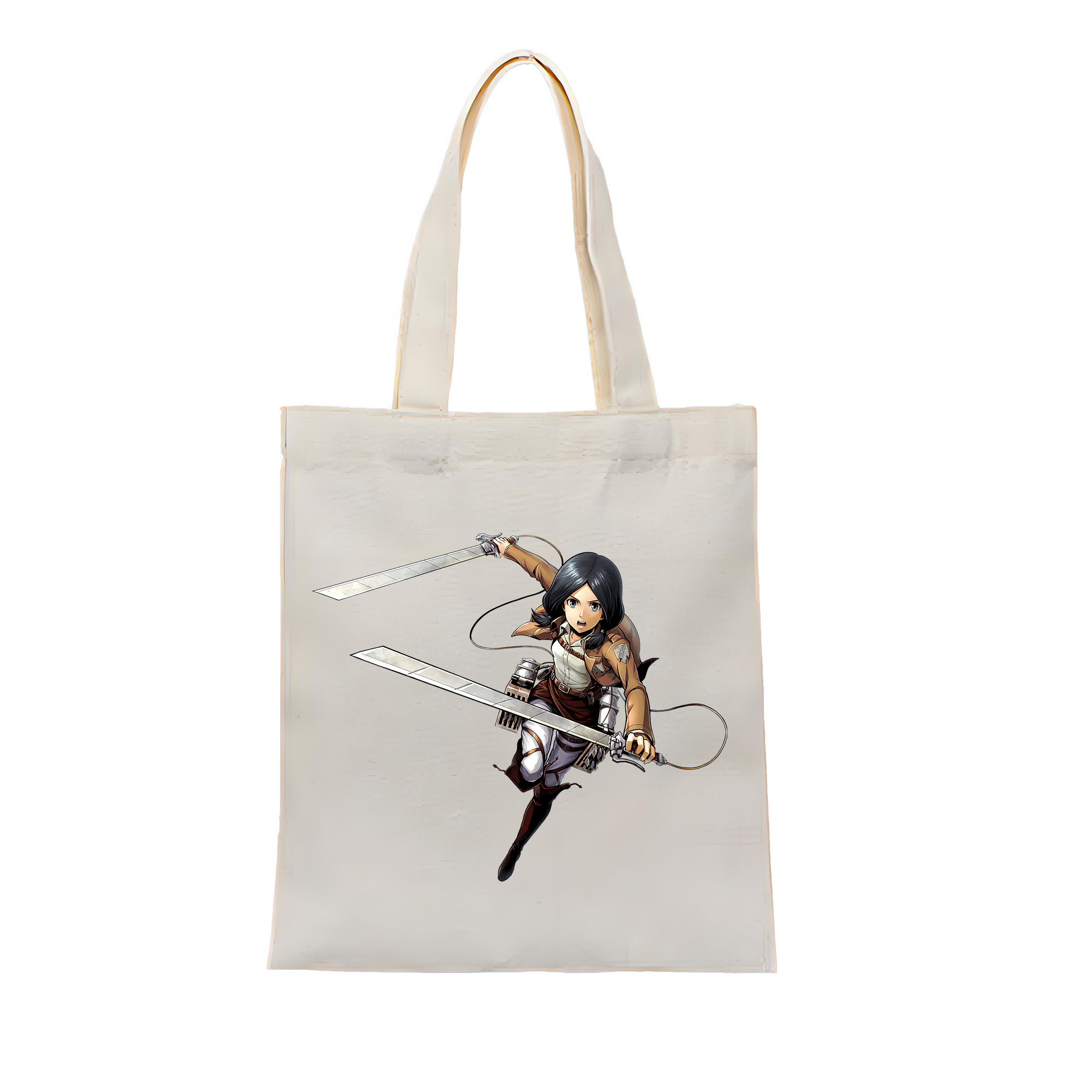 （画像用） 進撃の巨人 ミカサ·アッカーマン Attack on Titan Mikasa Ackerman 縦型キャンバス生地手提げバッグ　トートバッグ