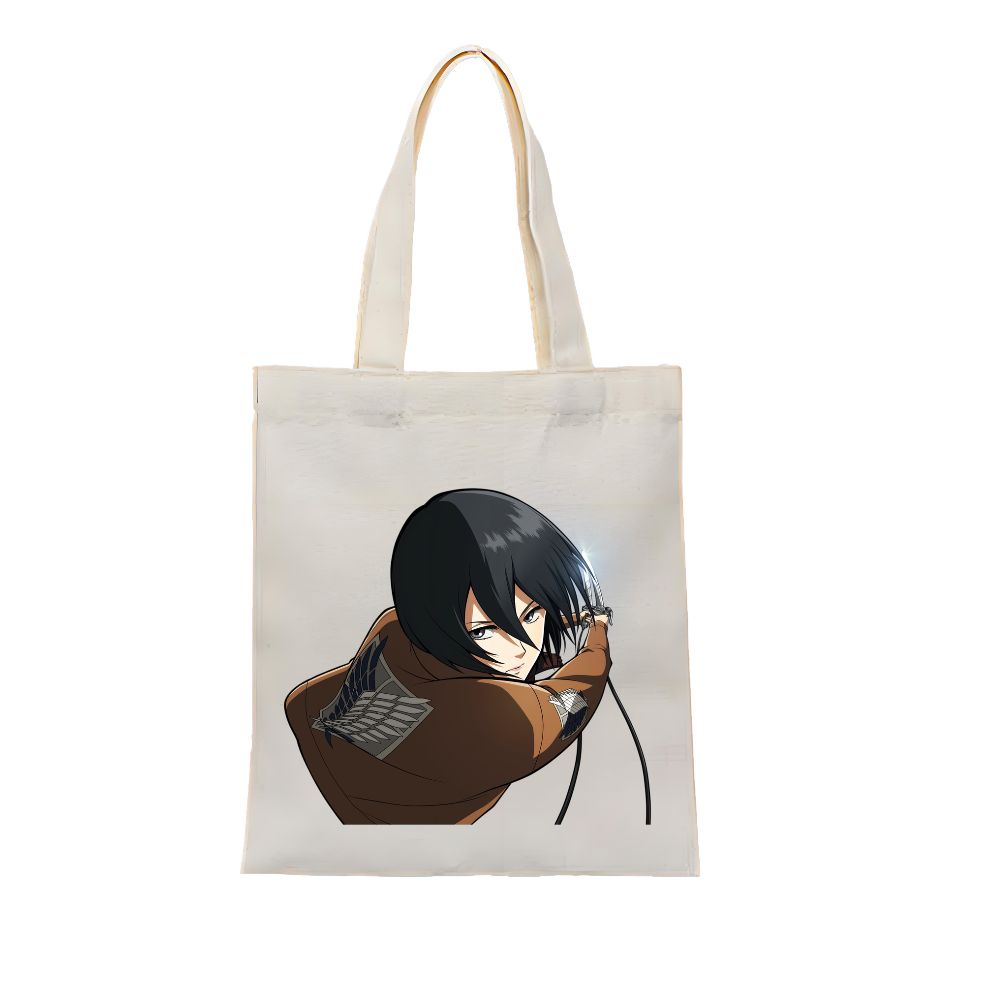 （画像用） 進撃の巨人 ミカサ·アッカーマン Attack on Titan Mikasa Ackerman 縦型キャンバス生地手提げバッグ　トートバッグ