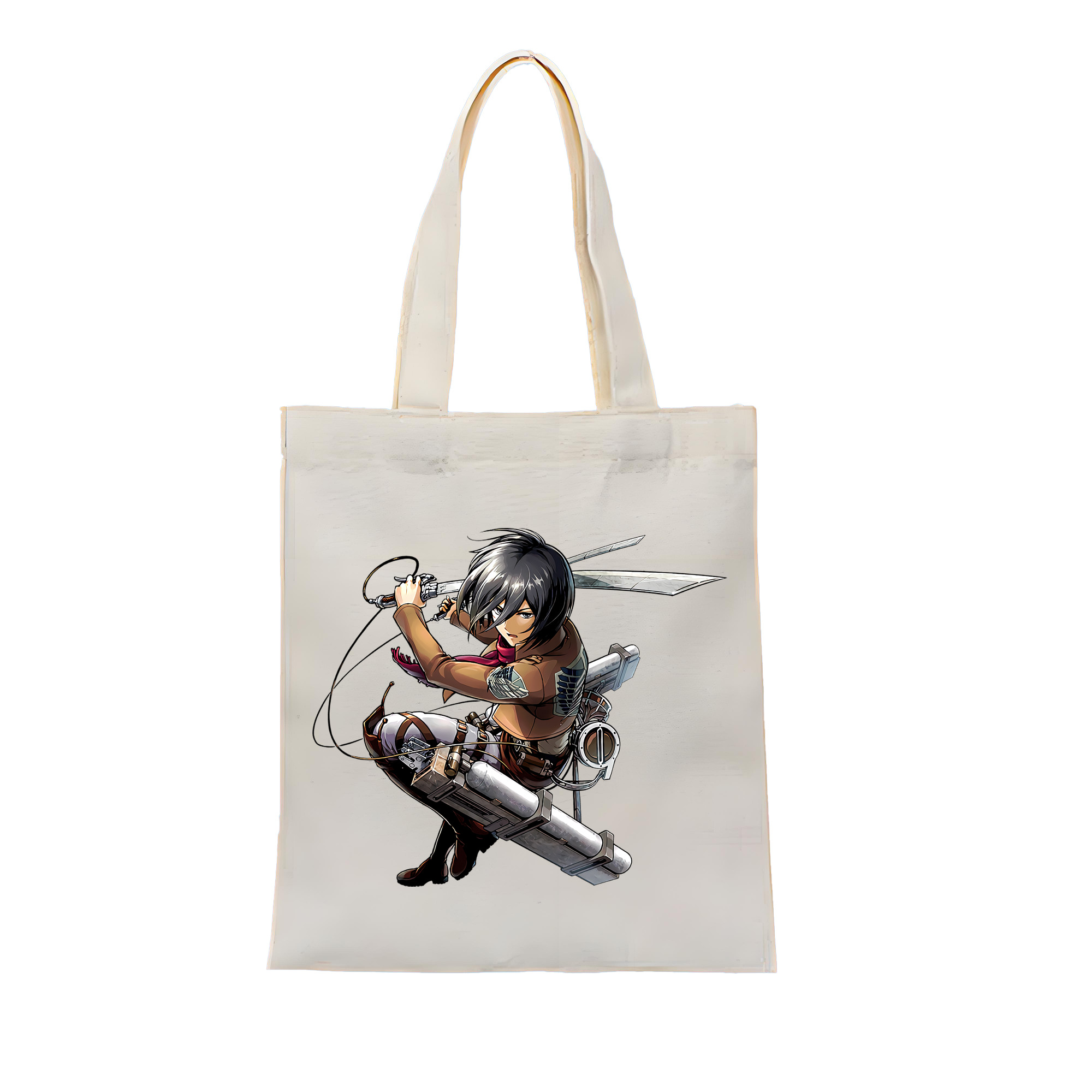 （画像用） 進撃の巨人 ミカサ·アッカーマン Attack on Titan Mikasa Ackerman 縦型キャンバス生地手提げバッグ　トートバッグ