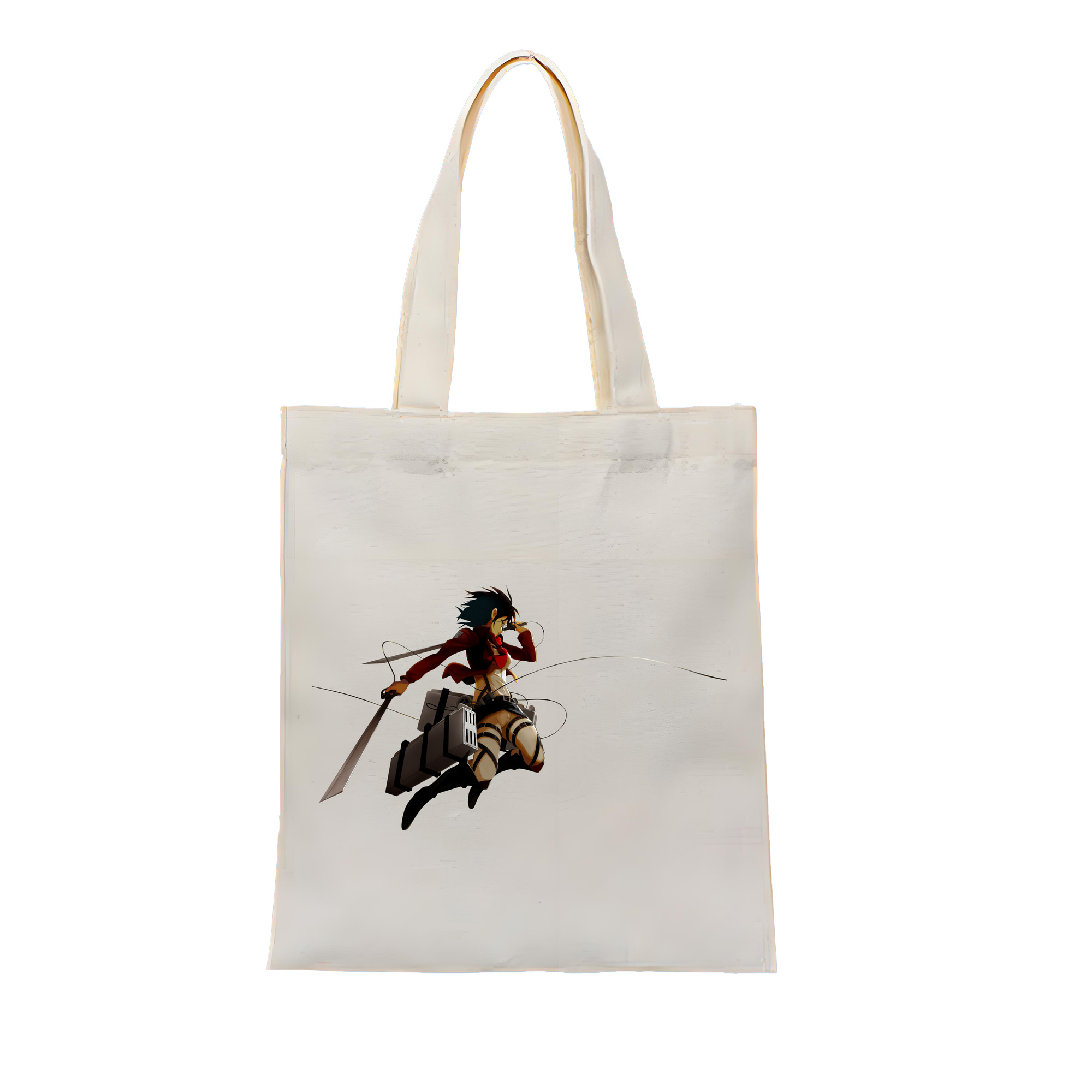 （画像用） 進撃の巨人 ミカサ·アッカーマン Attack on Titan Mikasa Ackerman 縦型キャンバス生地手提げバッグ　トートバッグ