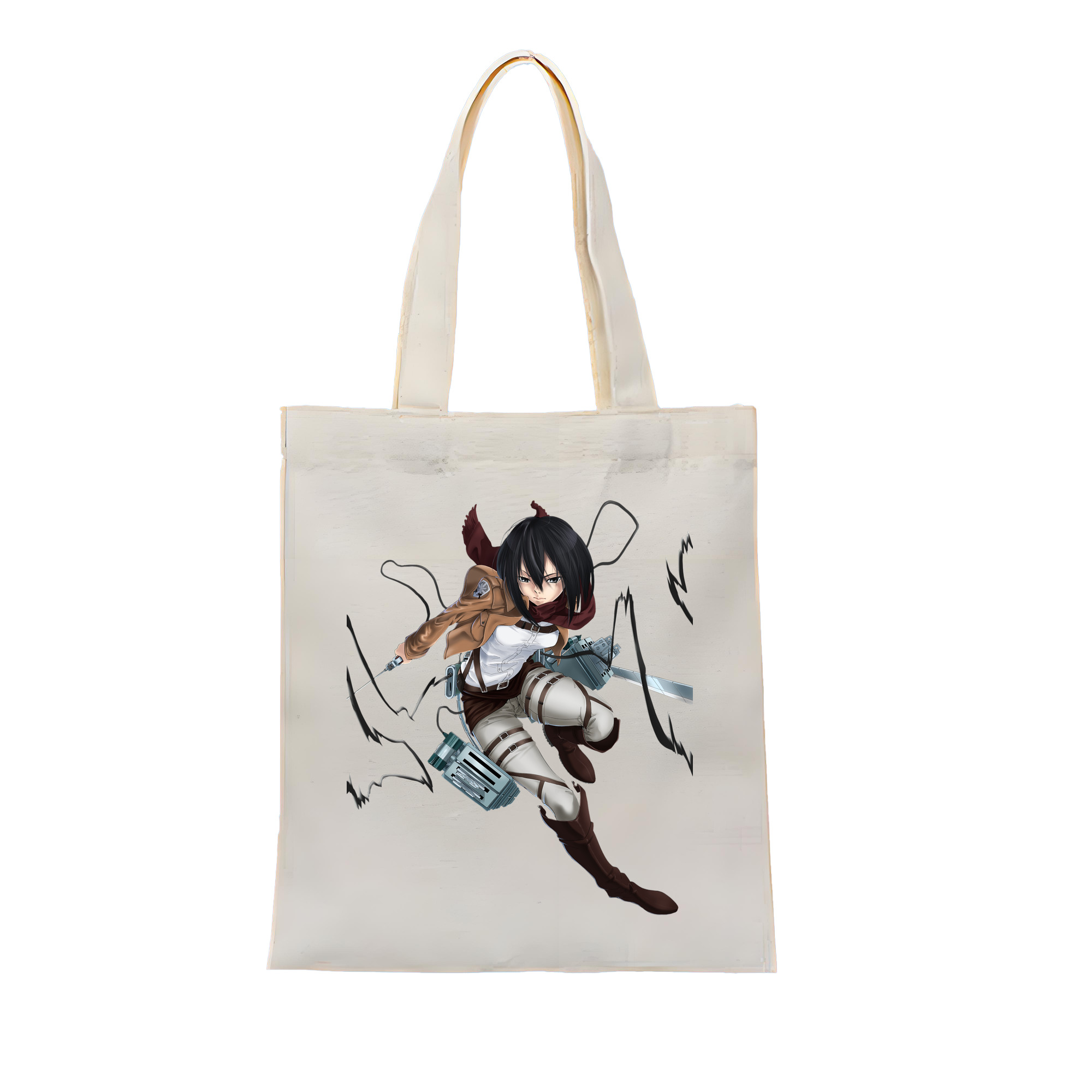 （画像用） 進撃の巨人 ミカサ·アッカーマン Attack on Titan Mikasa Ackerman 縦型キャンバス生地手提げバッグ　トートバッグ