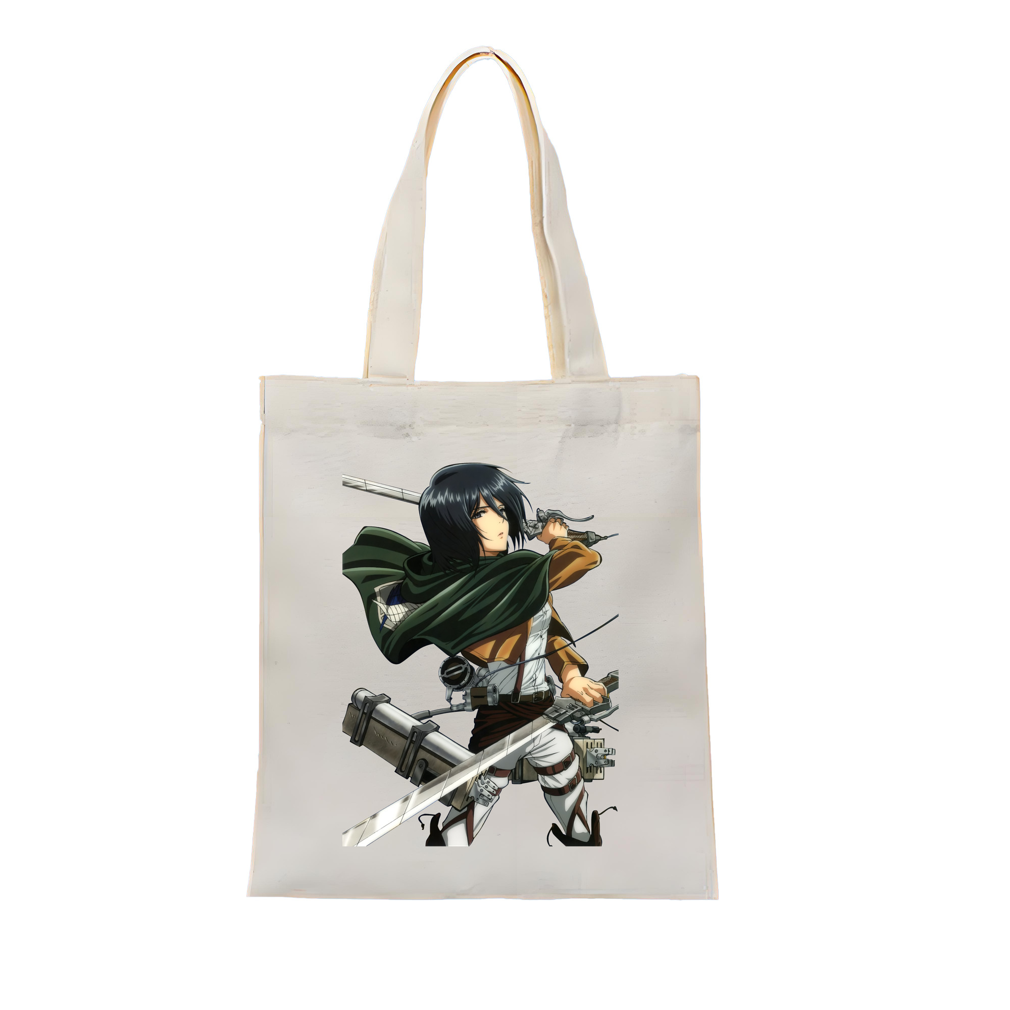 （画像用） 進撃の巨人 ミカサ·アッカーマン Attack on Titan Mikasa Ackerman 縦型キャンバス生地手提げバッグ　トートバッグ