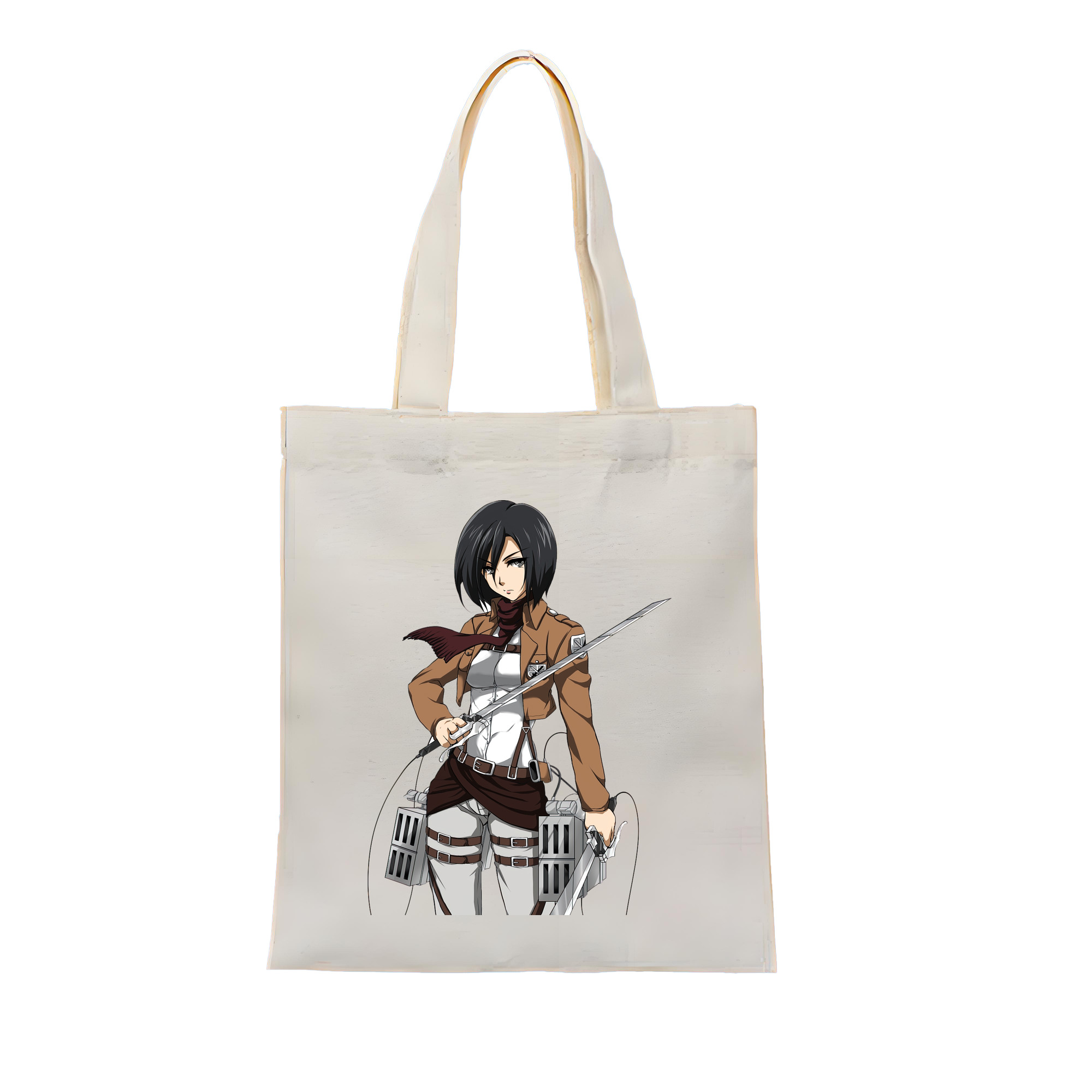 （画像用） 進撃の巨人 ミカサ·アッカーマン Attack on Titan Mikasa Ackerman 縦型キャンバス生地手提げバッグ　トートバッグ