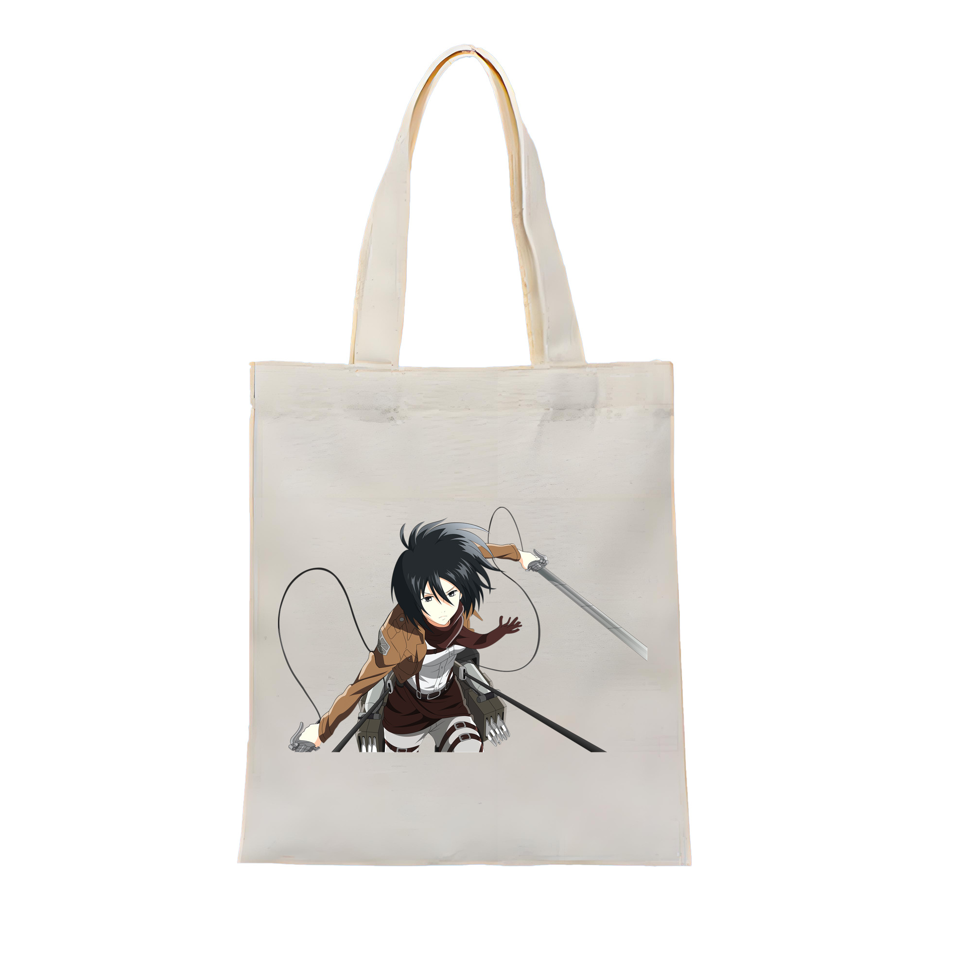 （画像用） 進撃の巨人 ミカサ·アッカーマン Attack on Titan Mikasa Ackerman 縦型キャンバス生地手提げバッグ　トートバッグ