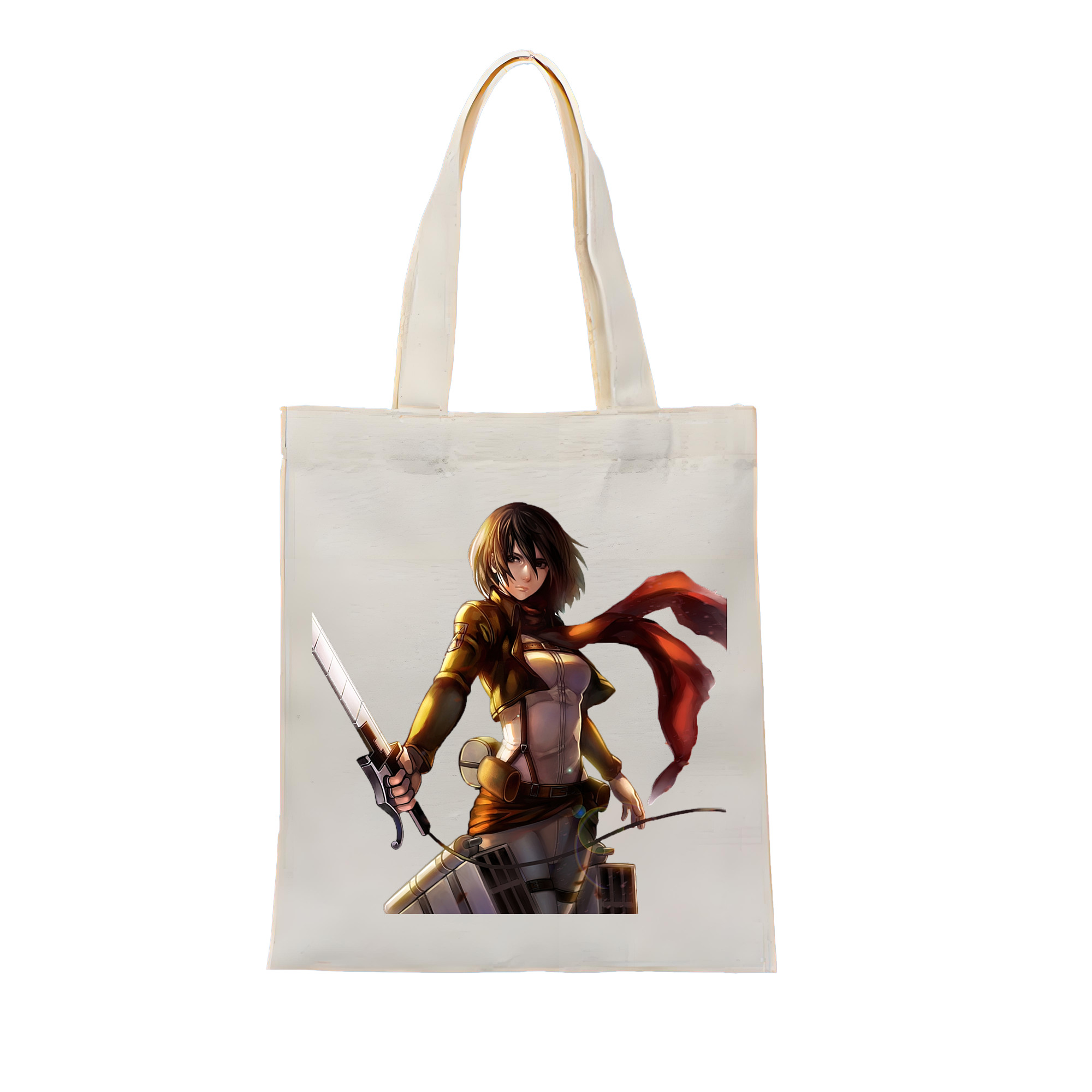 （画像用） 進撃の巨人 ミカサ·アッカーマン Attack on Titan Mikasa Ackerman 縦型キャンバス生地手提げバッグ　トートバッグ
