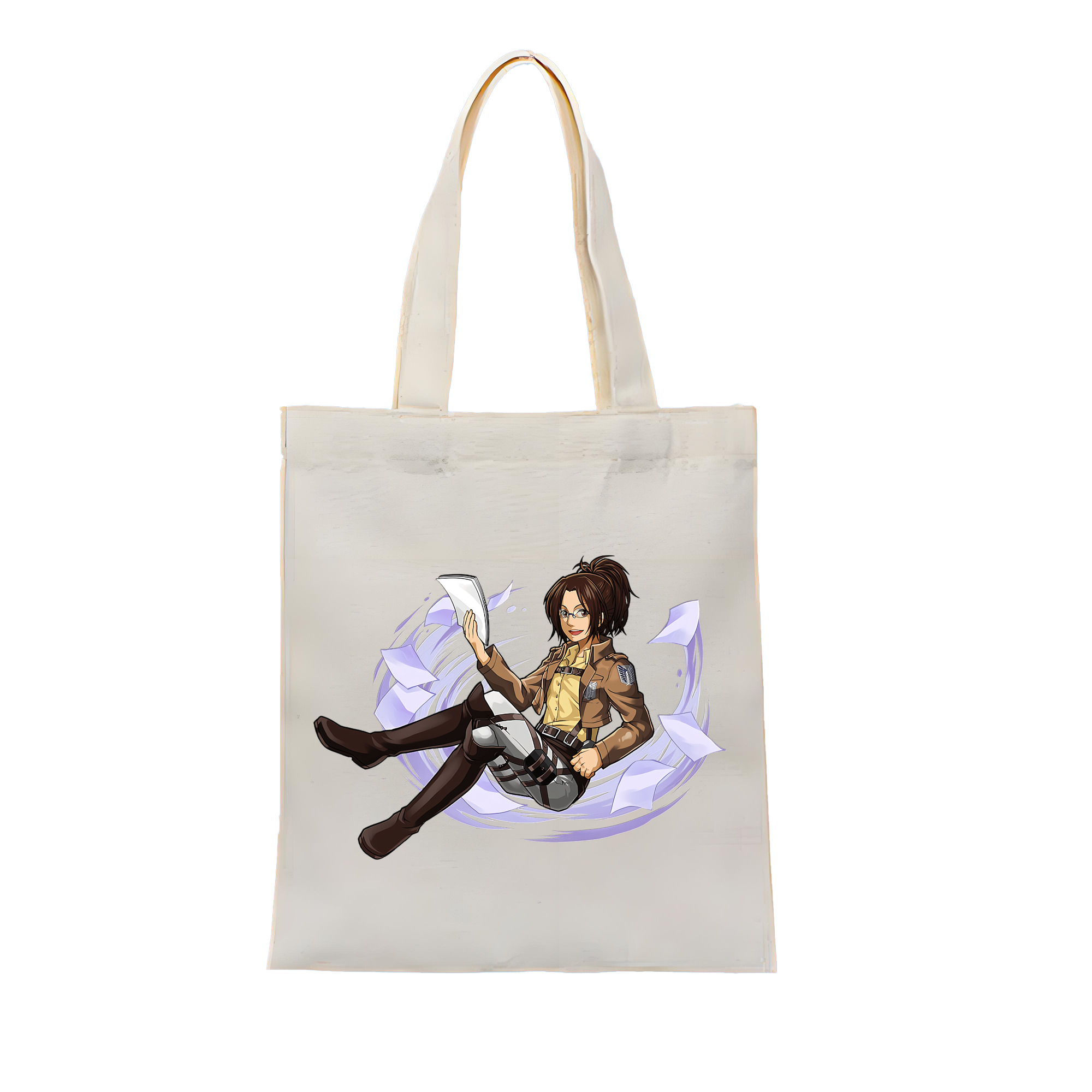 （画像用） 進撃の巨人 ハンジ·ゾエ Attack on Titan Hanji Zoe 縦型キャンバス生地手提げバッグ　トートバッグ