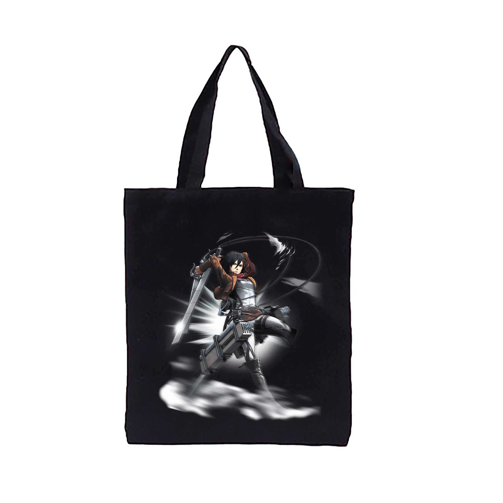 （画像用） 進撃の巨人 ミカサ·アッカーマン Attack on Titan Mikasa Ackerman 縦型キャンバス生地手提げバッグ　トートバッグ